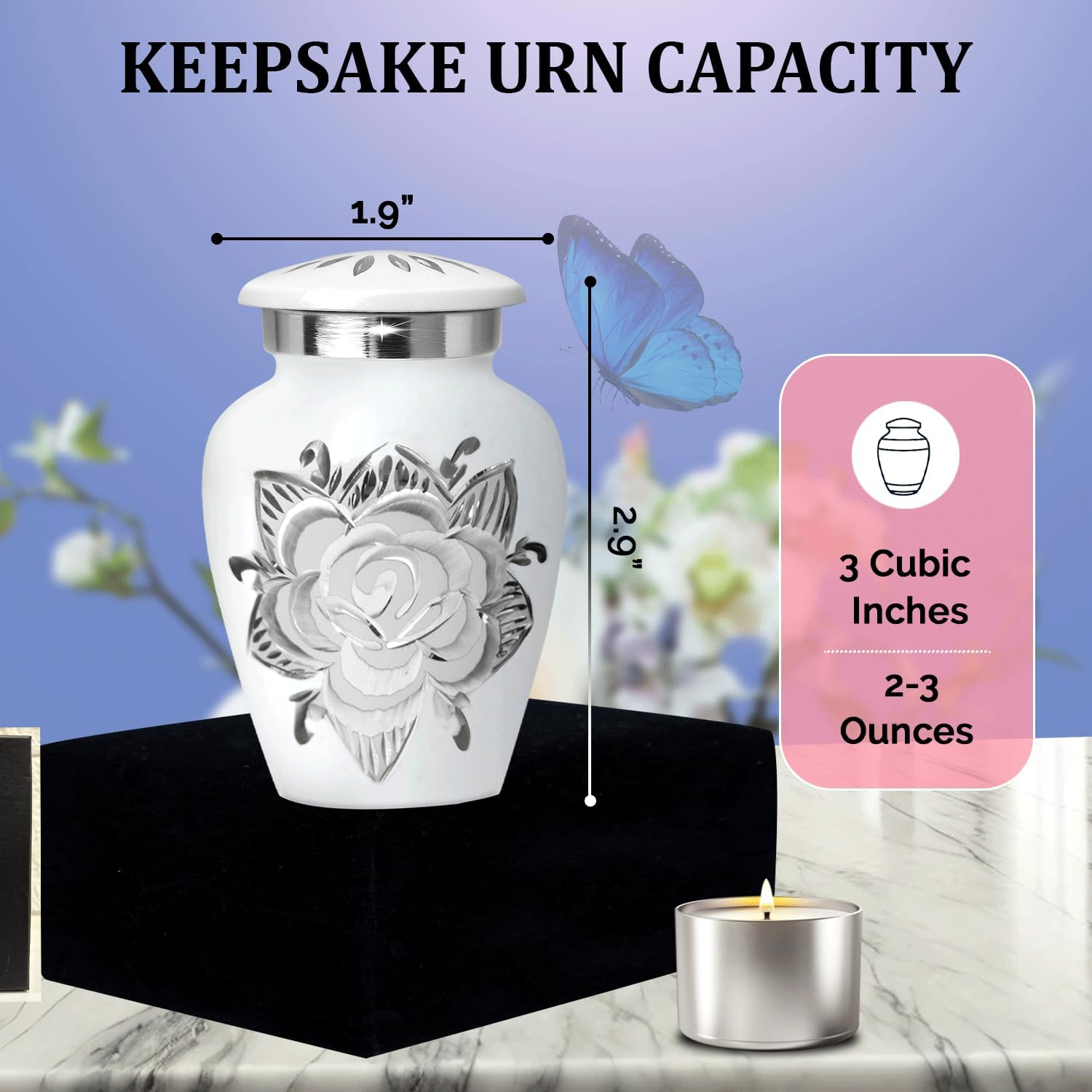 Small Urns for Human Ashes Keepsake - Mini Urn for Ashes Set of 4 - Honor Your Loved One with Handcrafted Memorial Rose Keepsake Urns for Women & Men (White, Set of 4) image number 5