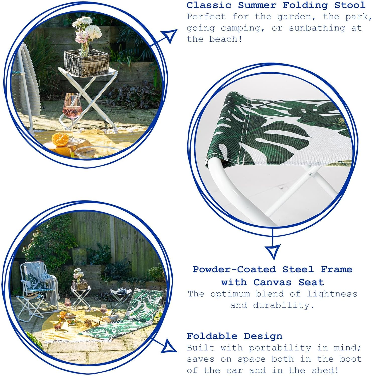 Harbour Housewares Folding Stool - Black - Pack of 1 - Canvas Camping Stool Adults Small Portable Lightweight Outdoor Foldable Garden Seat for Fishing, Travelling, Picnics image number 7