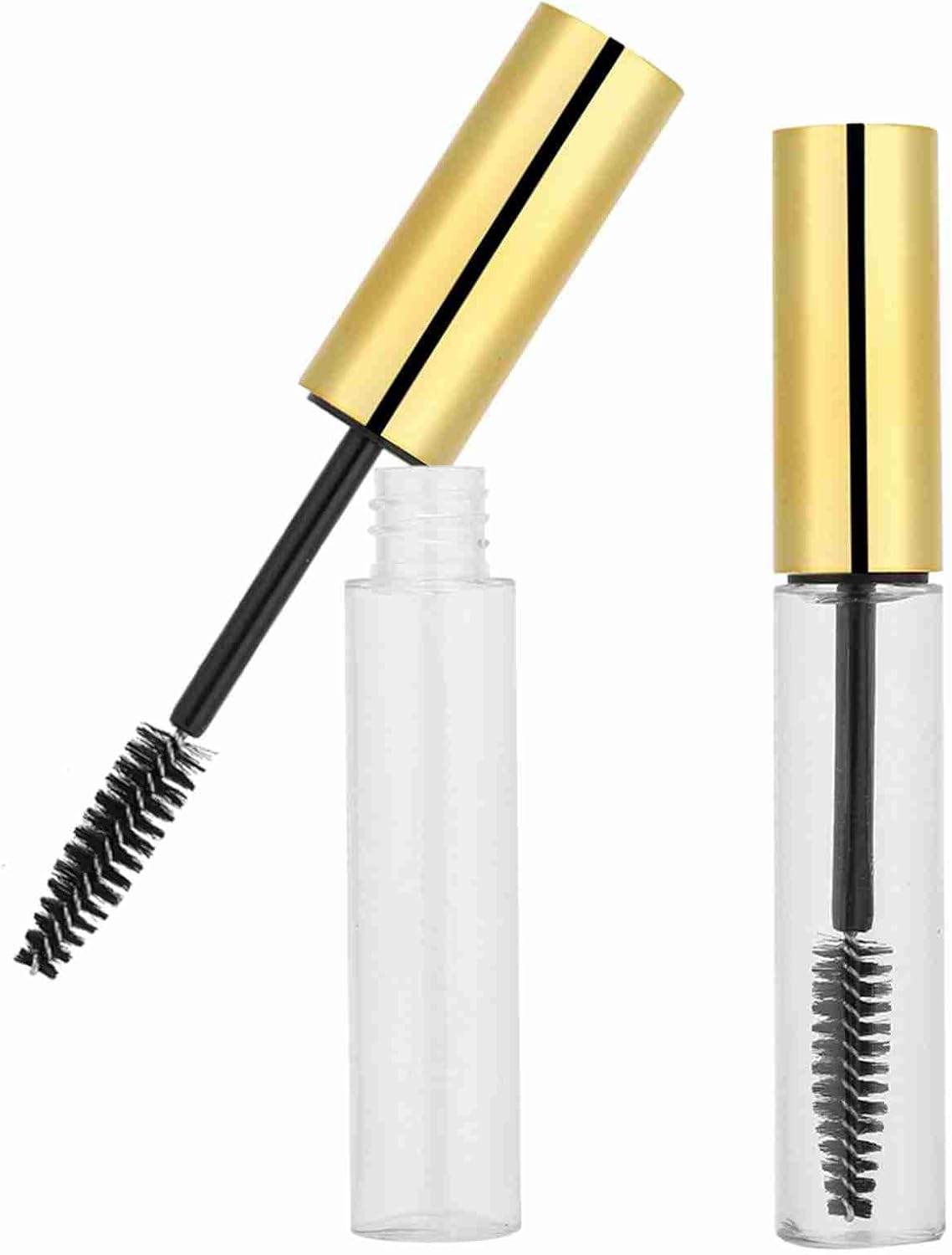 Xiuganpo 10Ml Empty Mascara Tube Durable Eyelash Wand Container for Makeup Artist Eco-Friendly Material (10Ml Bright Gold Cap) image number 5