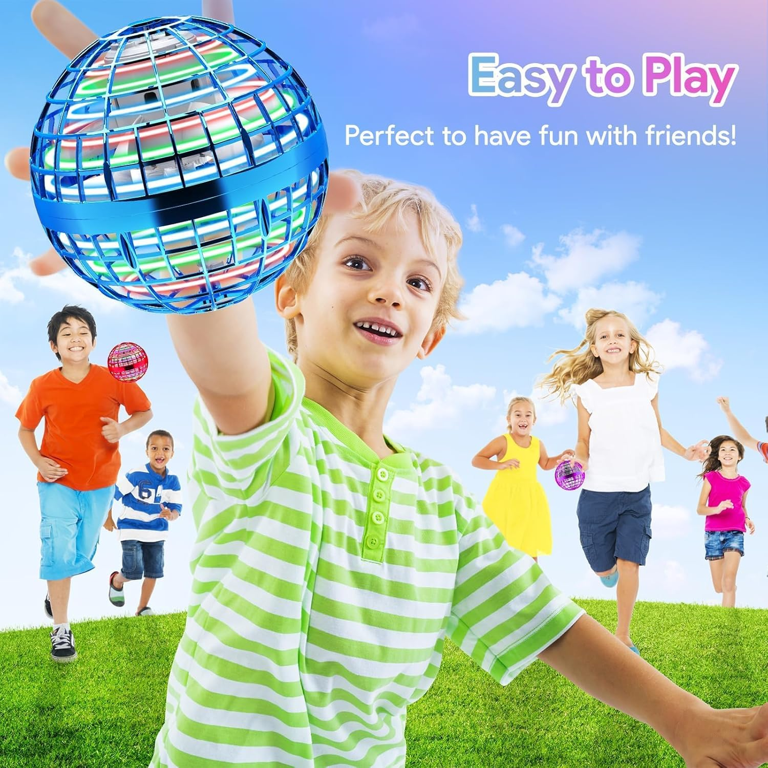 Lshfjnd Orbit Flying Toy, Ball Toy, Boomerang, Hand Controlled, 2023 Flying Spinner with Magic Lights, 6-10 Years, Teen, Blue, USB Charging Cable, Instruction Manual image number 2