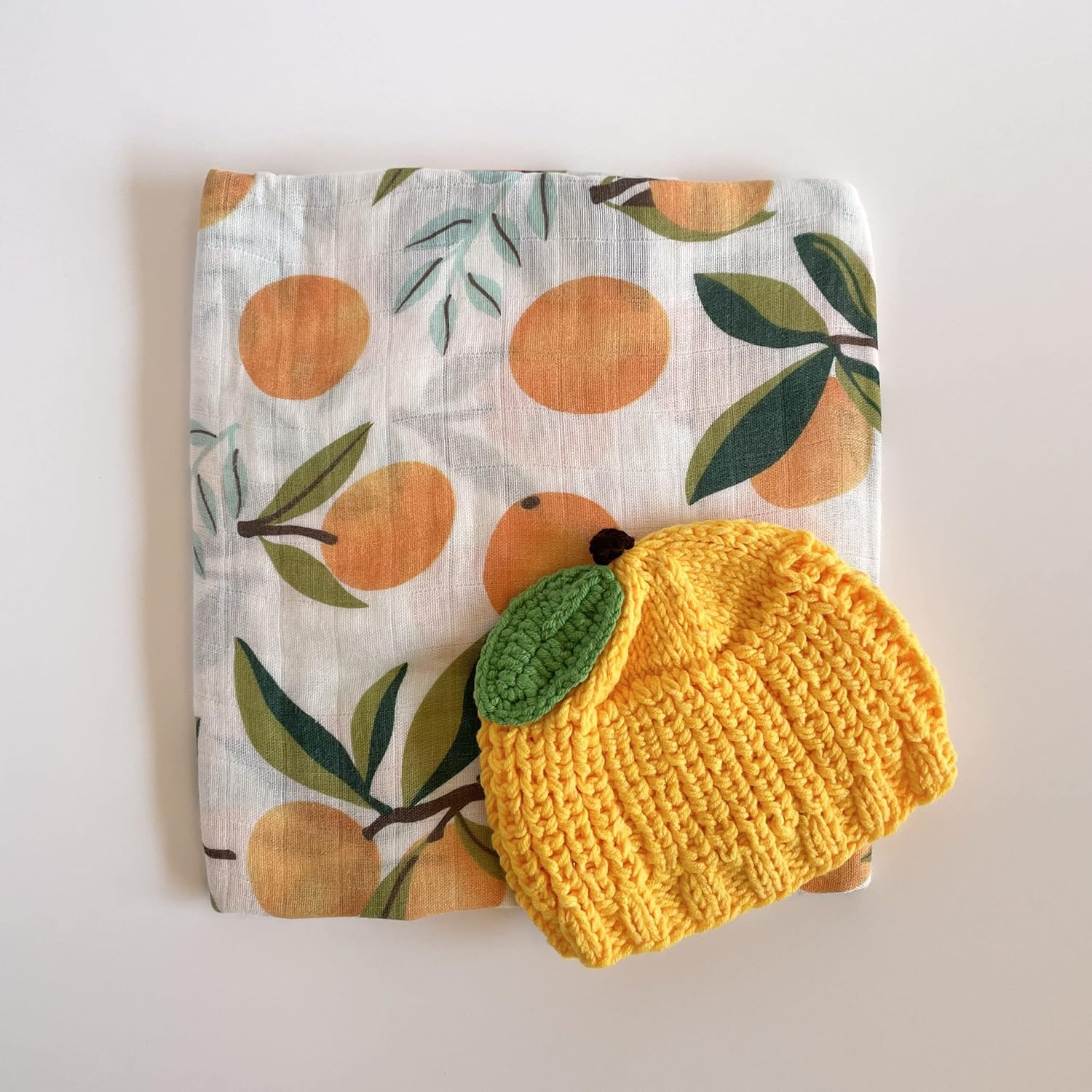 Tinker Tot Winter Baby Beanie L Orange with Green Leaf 1-4 Months Soft & Warm Crocket Knit Kids Beanie for Boys and Girls with Warm Earflap L Handmade Newborn Baby to Toddler Beanie Hat &ndash; S image number 3