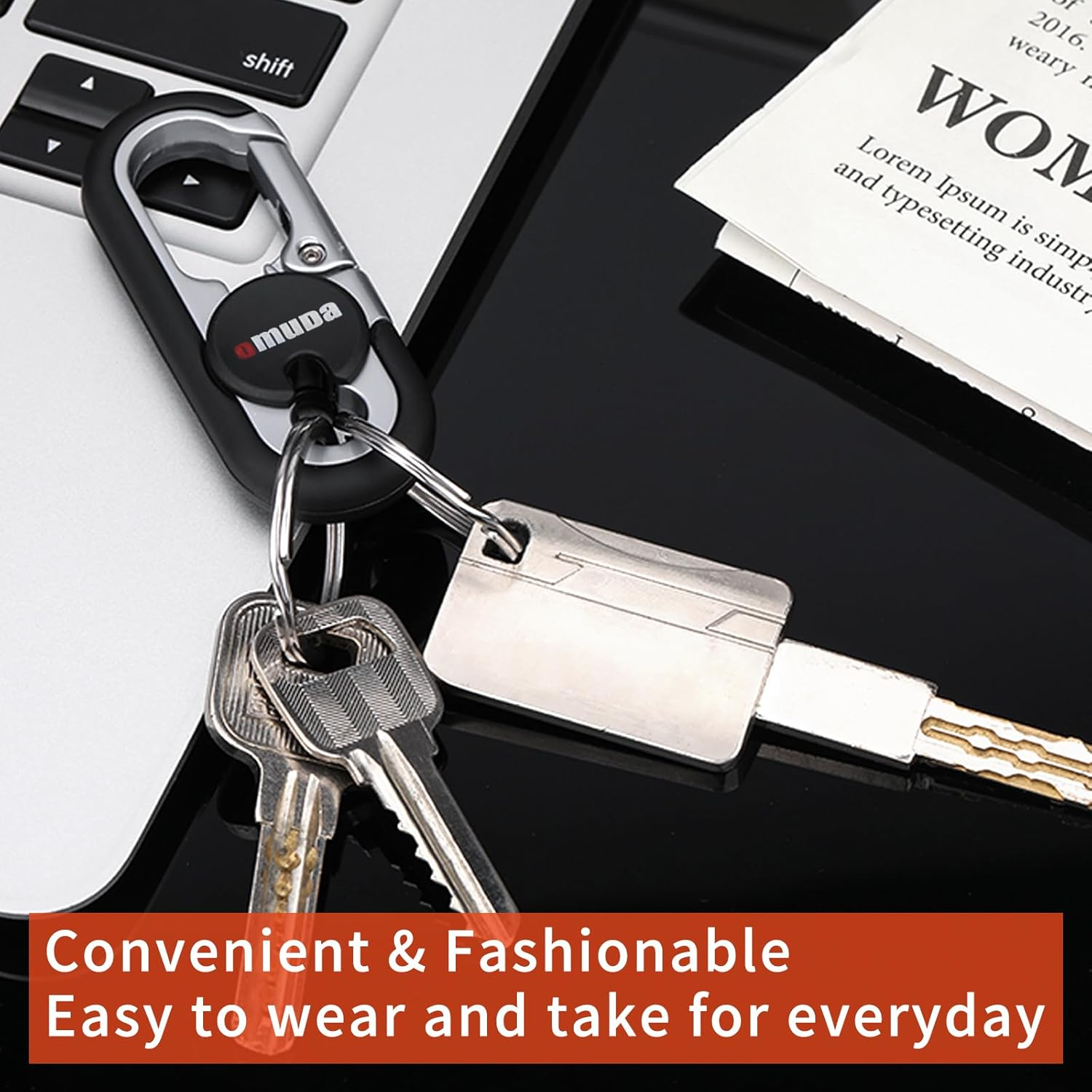 Key Chains Men, 2023 Car Key Chain for Men, Anti-Loss Keychain with Double Keyrings, Quick Release Key Chain - 2Pcs, Black+Blue image number 2