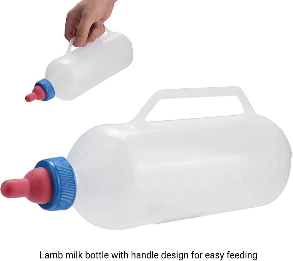 AIMALL 1000ML LDPE Sheep Milk Bottle with Handle, Detachable Nipple, Calf and Lamb Feeding Bottle for Easy Milk Feeding, 1.5L, Bionic Design Rubber Nipple for Lambs image number 3