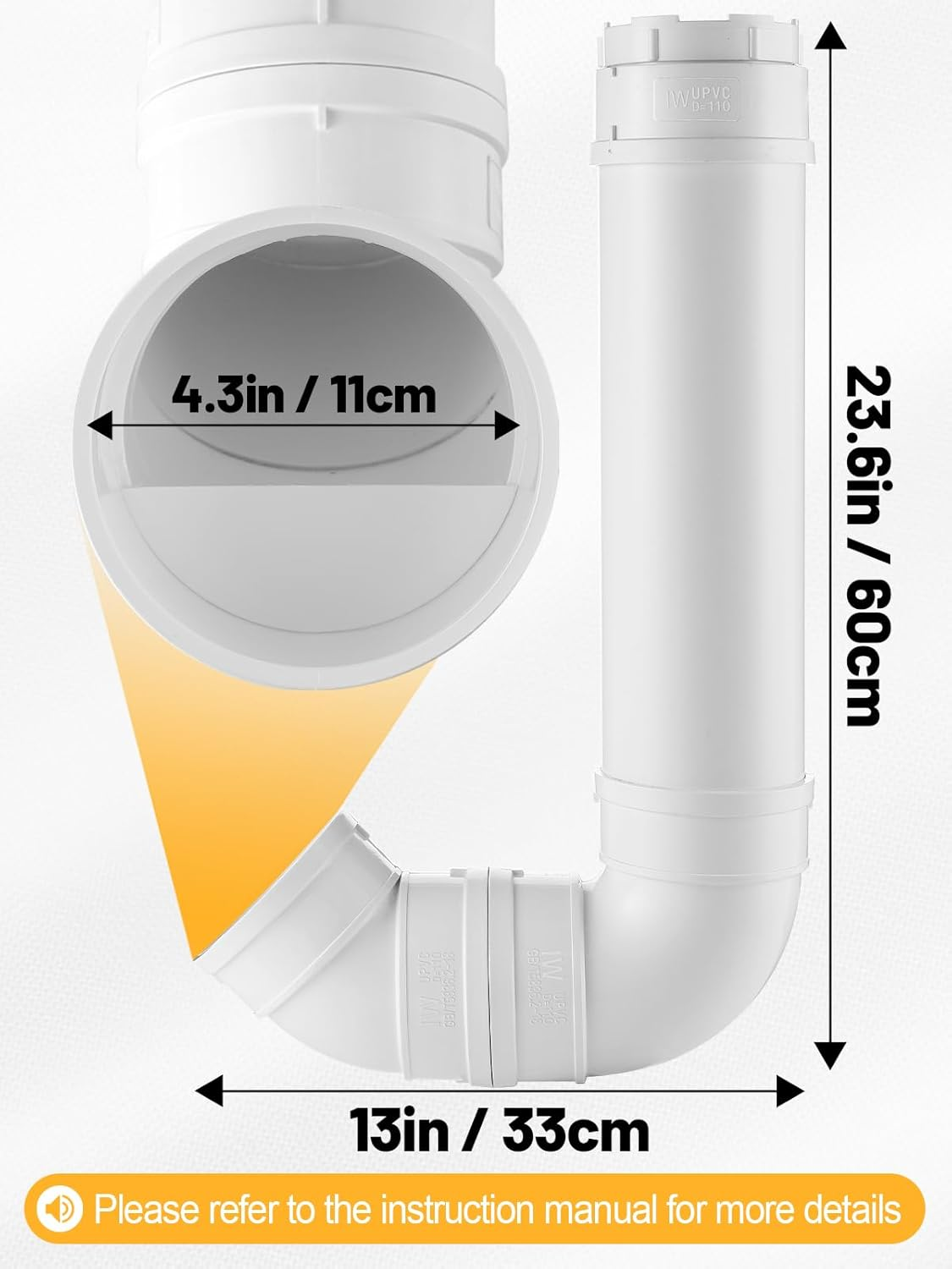 MEWTOGO Automatic Chicken Feeder No Waste - 6.6 Pounds Capacity Heavy Duty PVC Pipe Chicken Coop Feeder, Poultry Gravity Feed Port Used in Chicken Coop for Chicken Long Feeding - White-2 Set image number 5