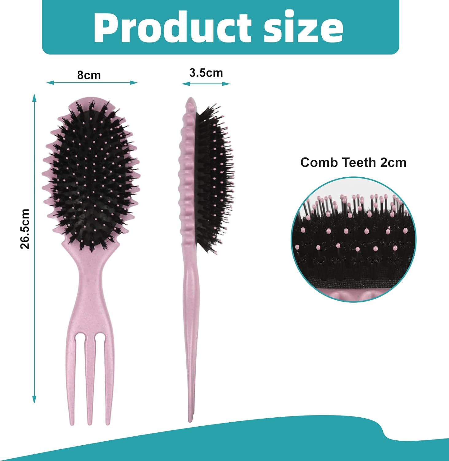 Boperzi Curly Hair Brush, Curl Brush, Boar Bristle Hair Brush Styling Brush, 2024 New Curly Hair Brush for Detangling for Combing Men and Women (Pink) - Purple image number 4