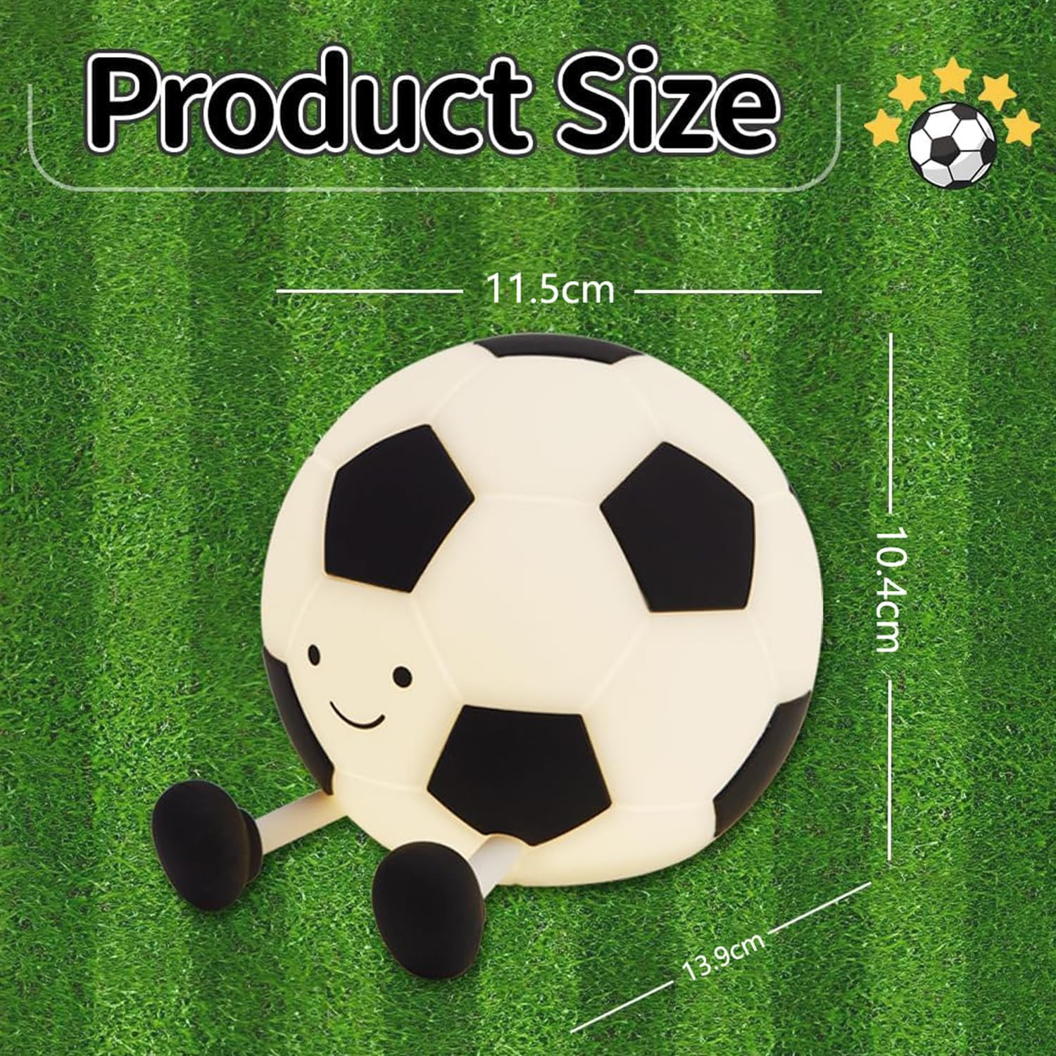 Soccer Night Light, Cartoon Soccer Lamp, Squishy Silicone Baby Nursery Night Light, Dimmable Rechargeable Silicone Soccers Lamp for Boys Girls Bedroom Home Office Decor image number 4