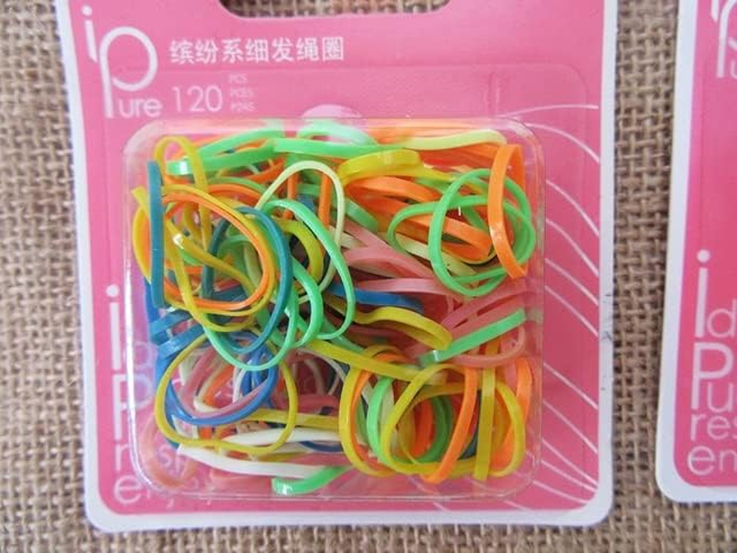 6Sheetx 120Pcs Elastic Hair Bands Hair Accessory Mixed Color image number 2