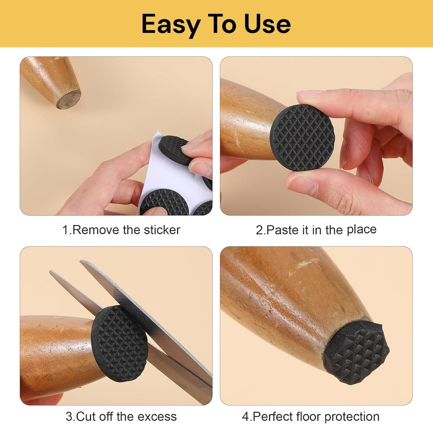 EZONEDEAL Rubber Furniture Pads, Grips for Furniture Feet & Furnitures Pads, Floor Protector for Tiled, Laminate, Wood Flooring - 15 Pieces Floor Protectors (Circle) image number 1