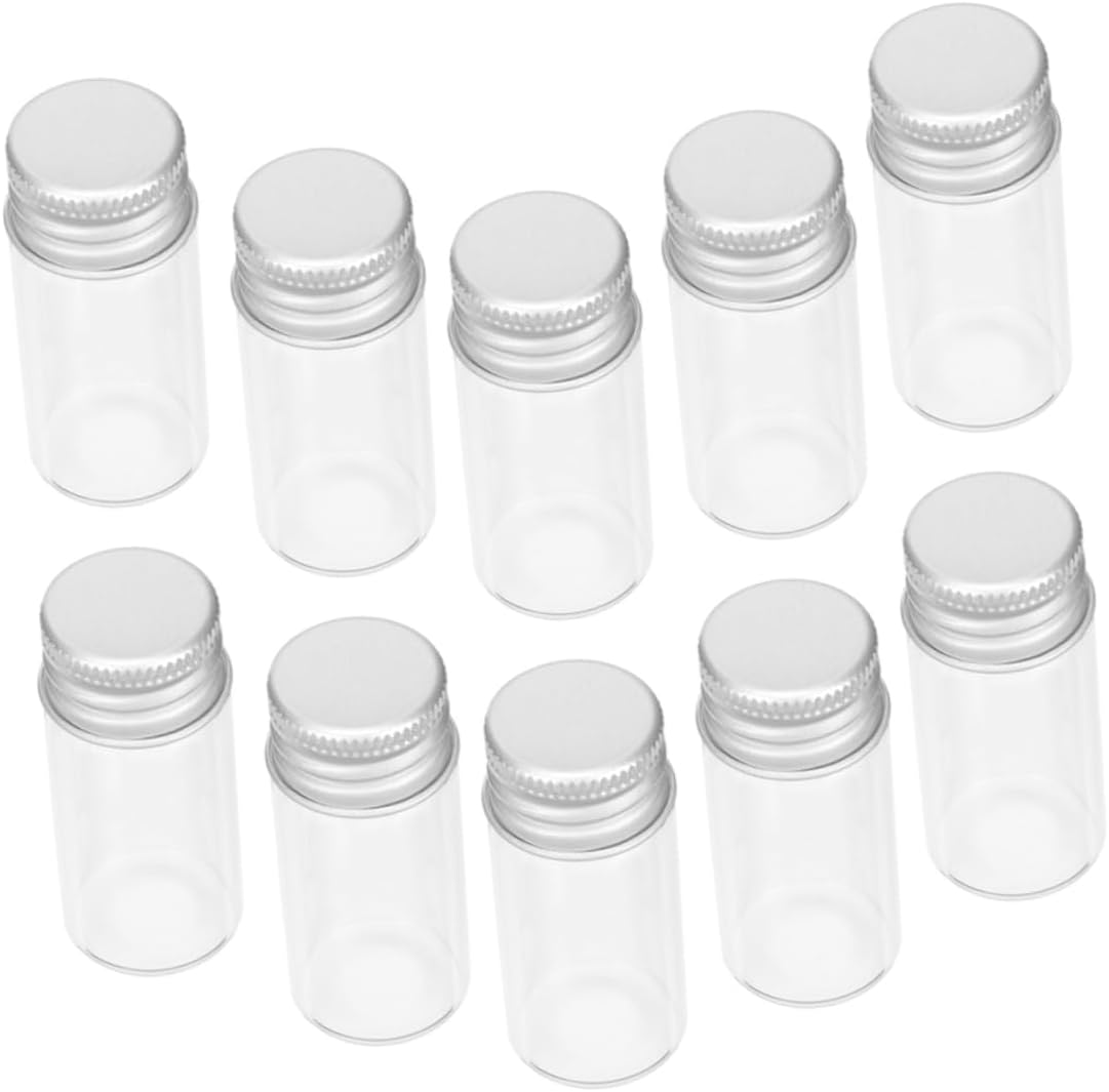 WOONEKY 24Pcs Tiny Glass Vials Screw Caps Mini Glass Bottles for Sample Storage Leakproof