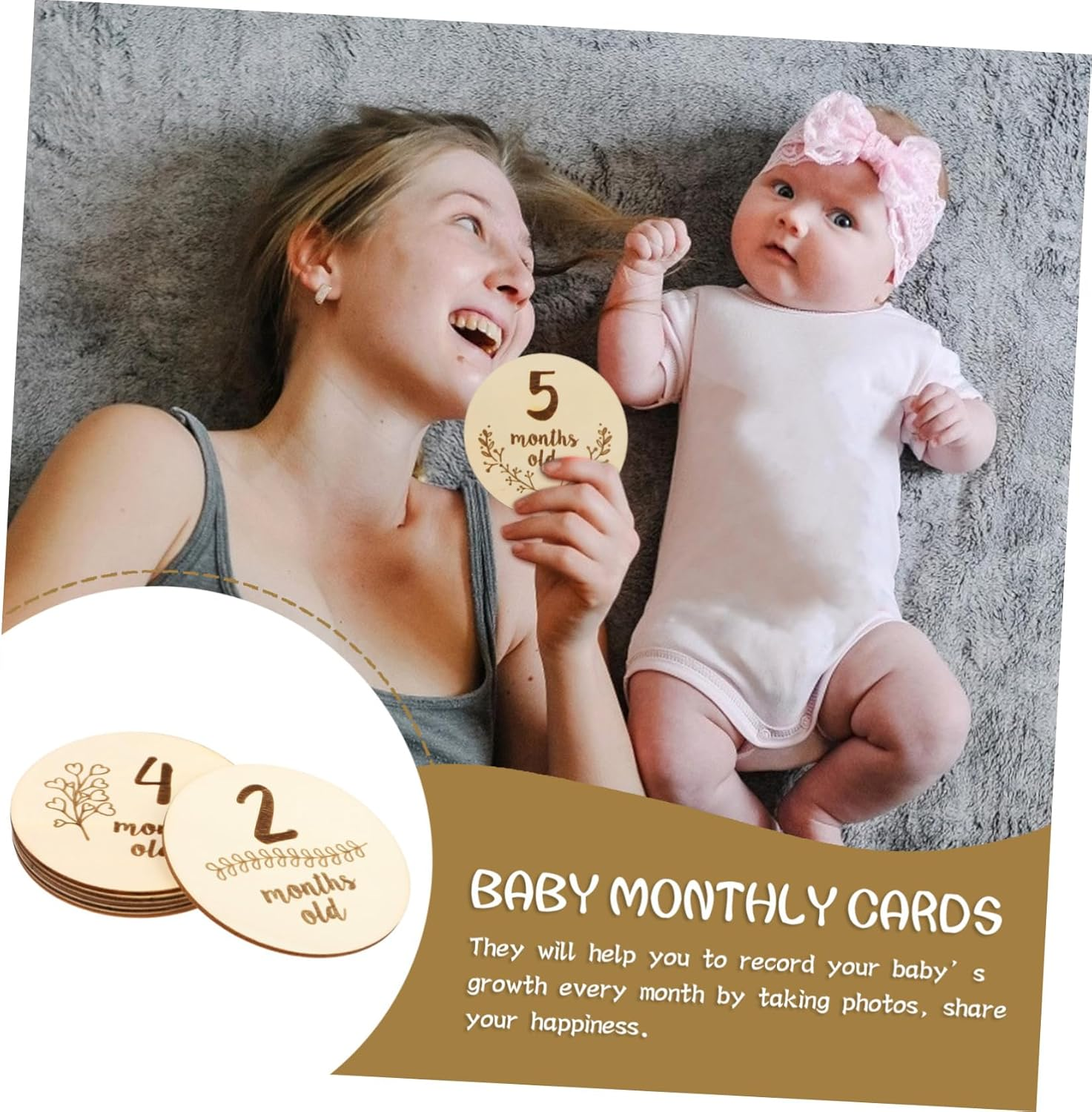 6Pcs Milestone Cards Double-Sided Birth Cards for Boy Girl Growth Photo Props for Newborn Announcement