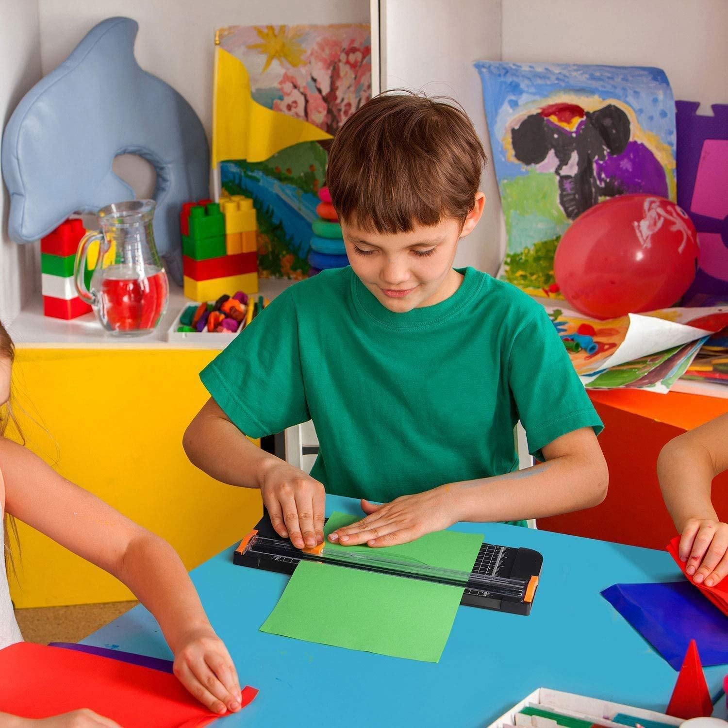 Paper Cutter, YEHAIZI Guillotine Cutter, 12 Inch A4 Paper Cutter with Auto Safety Concealed Blade Design and Side Rulers for Cutting Standard Papers, Photos or Labels (Pink) image number 1