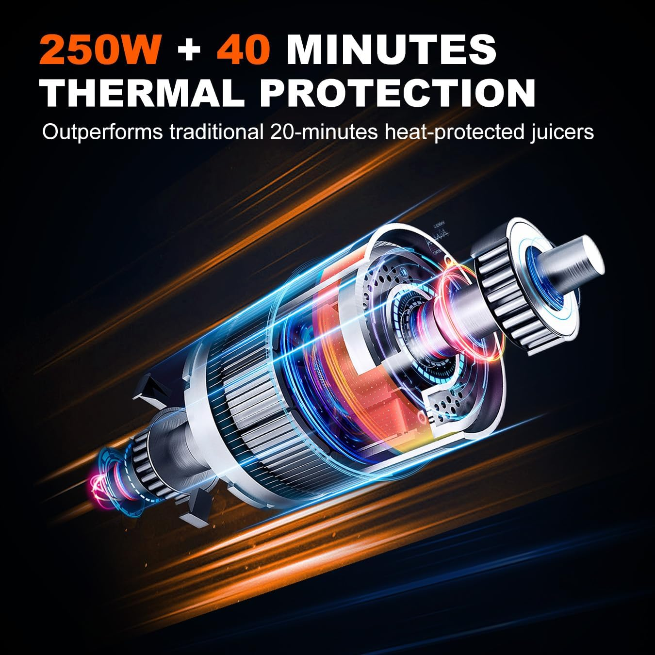 Cold Press Juicer Machines - Electric Slow Juicer with 1.2L and 103Mm Large Feed Chute for Whole Fruits and Vegetables, 250W Masticating Juicer Extractor Easy to Clean, High Juice Yield,Bpa Free, Grey image number 6