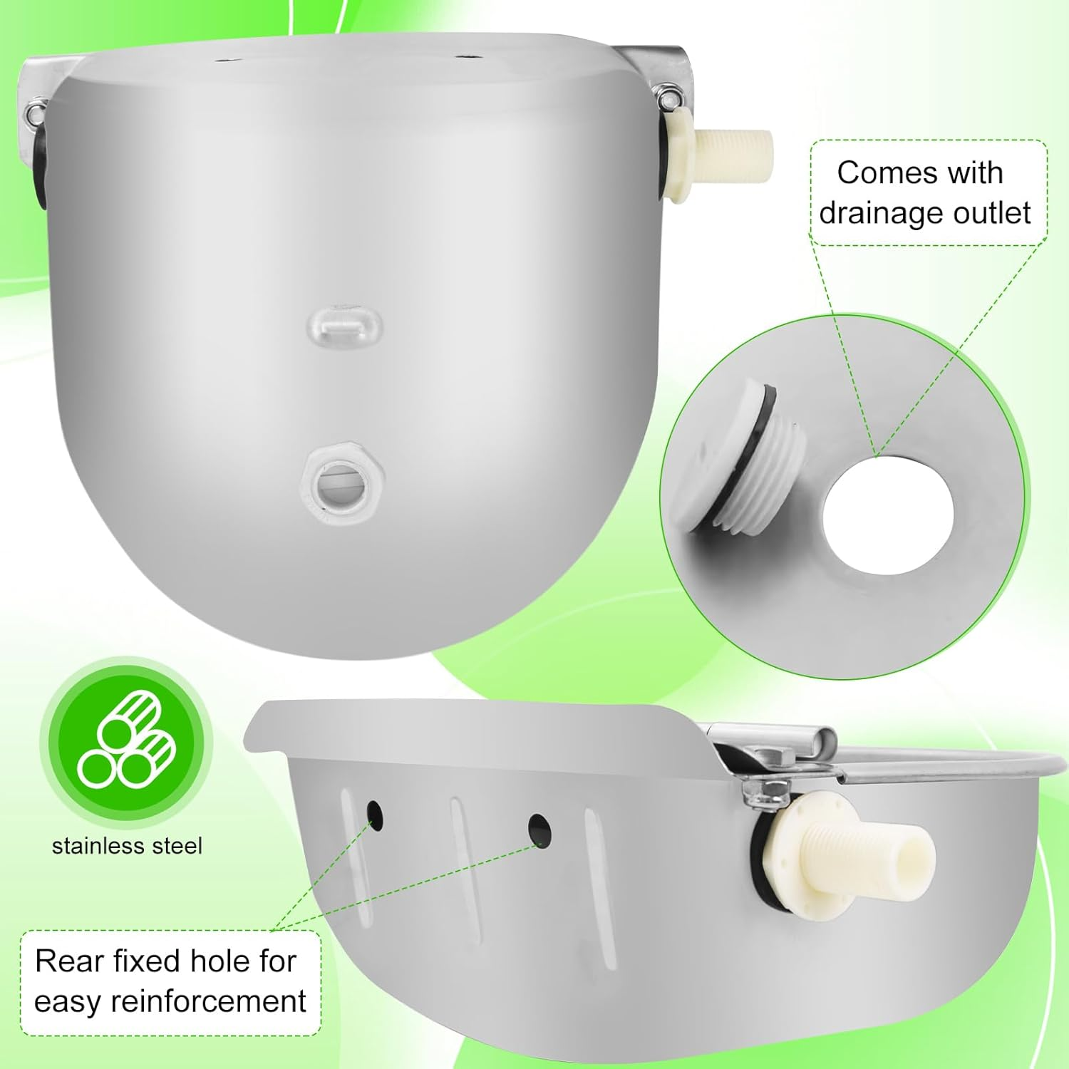 Automatic Drinking Water Bowl,Stainless Steel Drinking Bowl for Dogs,With Float Valve,Automatic Animal Drinking Water Bowl,Water Bowl,With Drain Hole Durable Stainless Steel Pet,Cat, Cow Bow,Outdoor image number 2