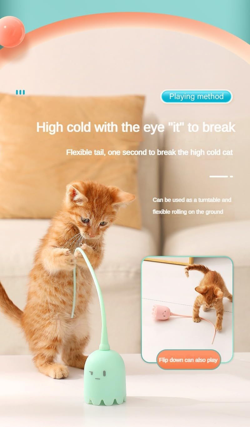 Rechargeable Motion Activated Interactive Cat Toys, Long Lifetime Motor, Simulates Rat'S Tail, for Indoor Cat Exercise image number 3