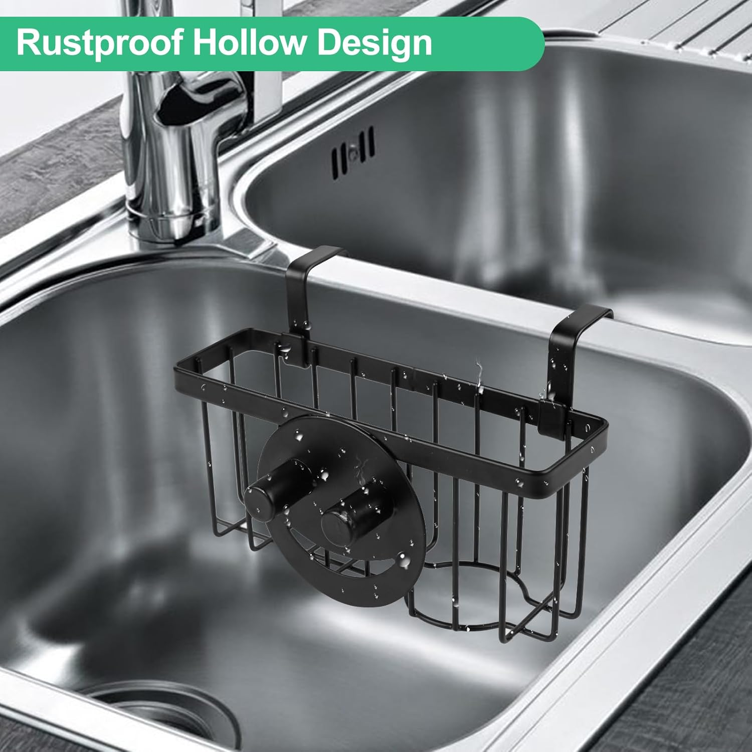 Kitchen Sponge Holder, Sink Caddy for Kitchen Sink Organizer, Smiley Face Sponge Holder for round Sponge, Dish Brush image number 3