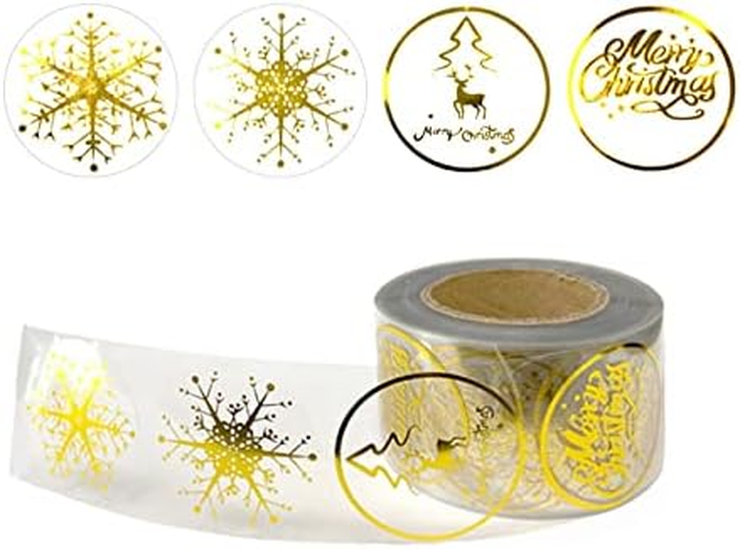 Christmas Seal Stickers, 500 Pcs Adhesive Transparent Shiny Waterproof round Christmas Labels Removable Decorative Envelope Seals Stickers for Christmas Decoration, Store, Gift Wrapping, Cards image number 4