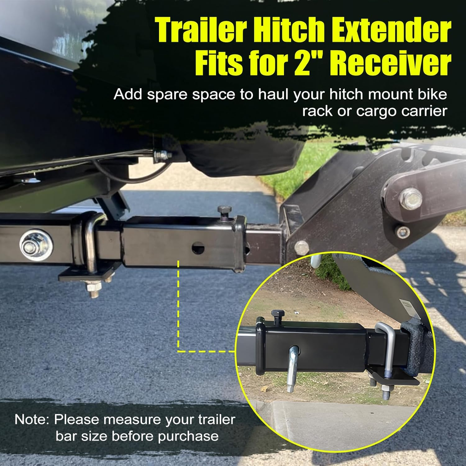 Krimocy Trailer Hitch Extender 7 Inch Extension Length Fits for 2 Inch Receiver Tube with anti Rattle Stabilizer and 5/8 Inch Hitch Pin Clips 3500 Lbs GTW image number 5