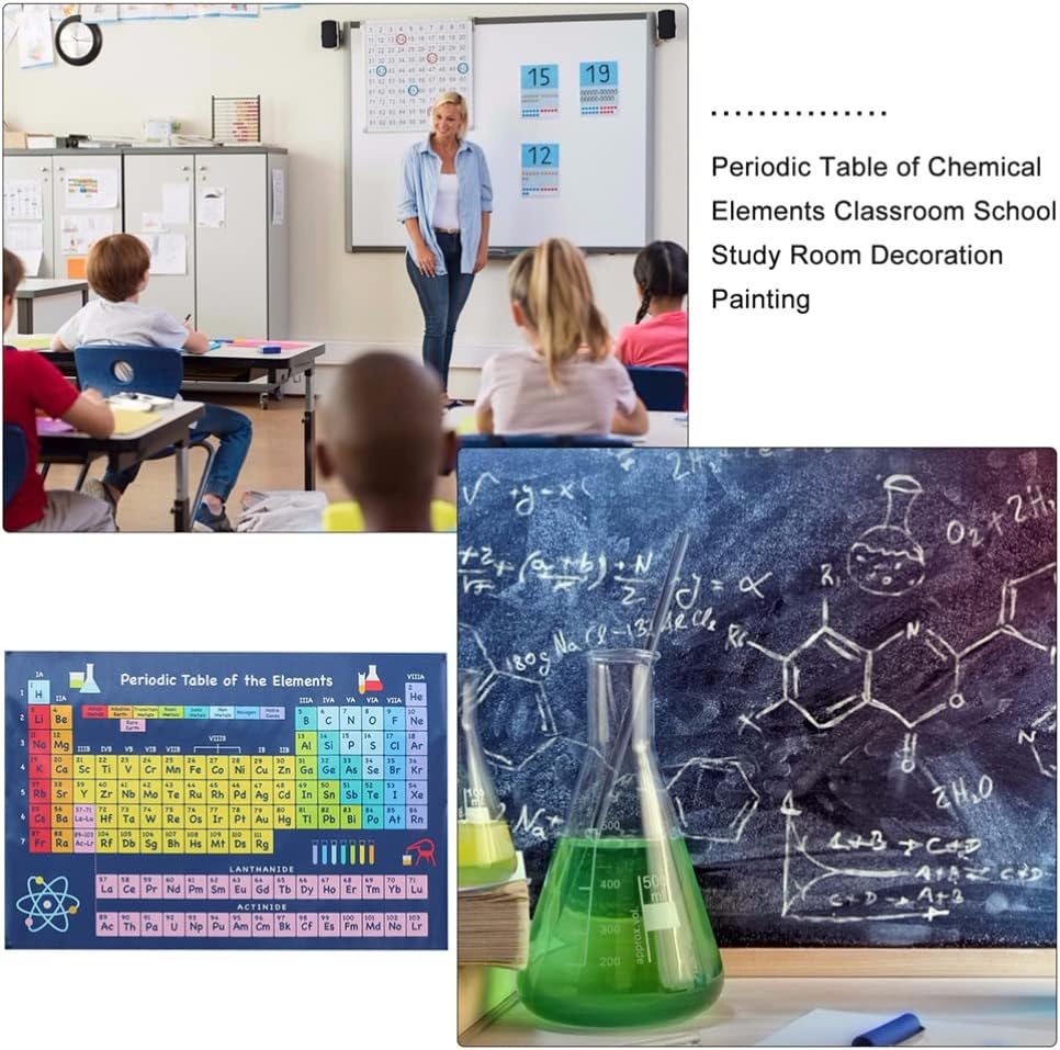 Iplusmile Chemical Periodic Table Chemistry Elements Wall Pictures Decor Periodic Table of Elements Wall Art Science Poster Chemistry Periodic Table Supplies Child Laminated Silk Cloth image number 5