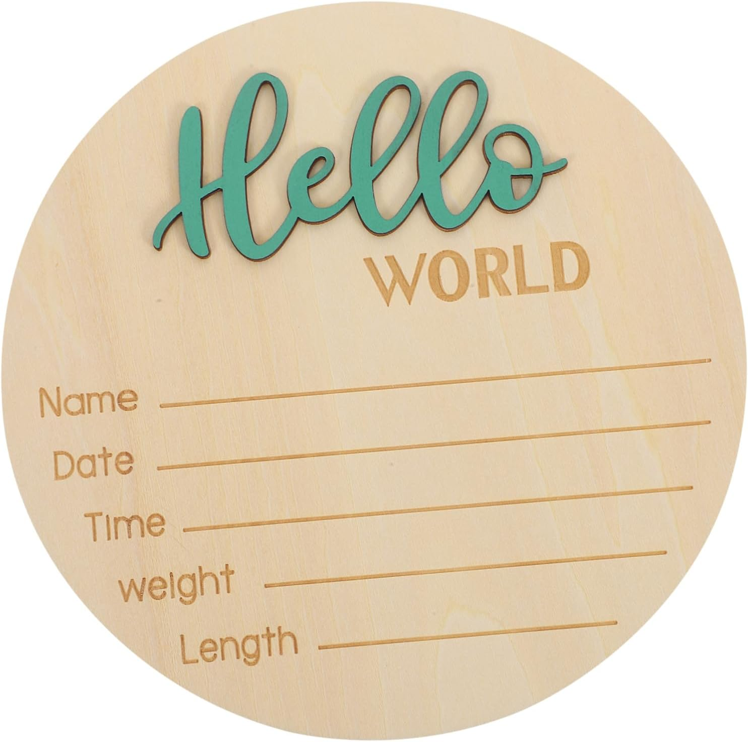 Bestonzon Wooden round Birth Announcement Sign for Newborn Photography Prop Name Plaque with Simple Design Safe Material Decorative and Easy to Use Nursery Decor