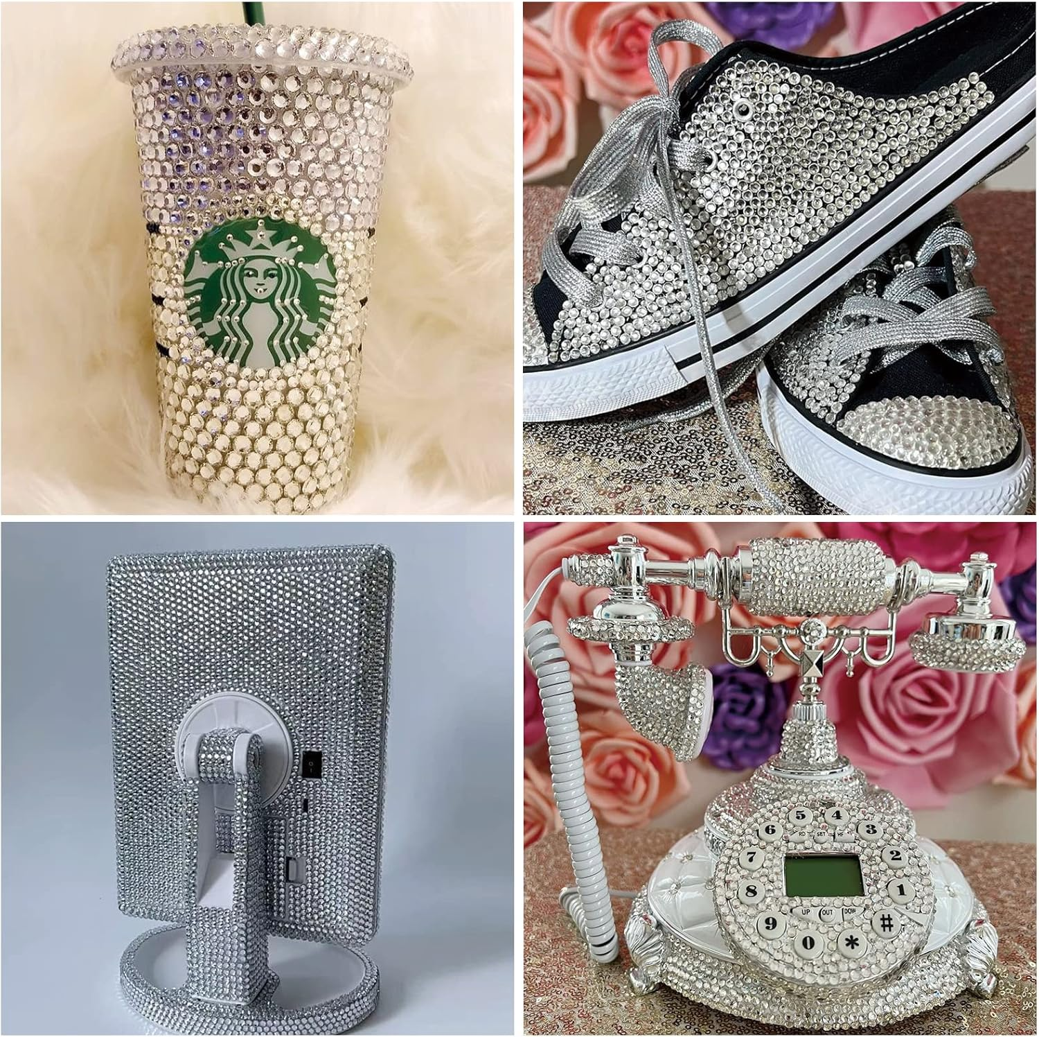 Rhinestones,3150Pcs Clear Nail Gems Silver Face Jewels Tooth Eye Gems-Tiny Glass Nail Diamonds Stone Flatback-Small White Crystals Rhinestone for Acrylic Nails-Craft Gems with Wax Pen HINABTRU image number 4