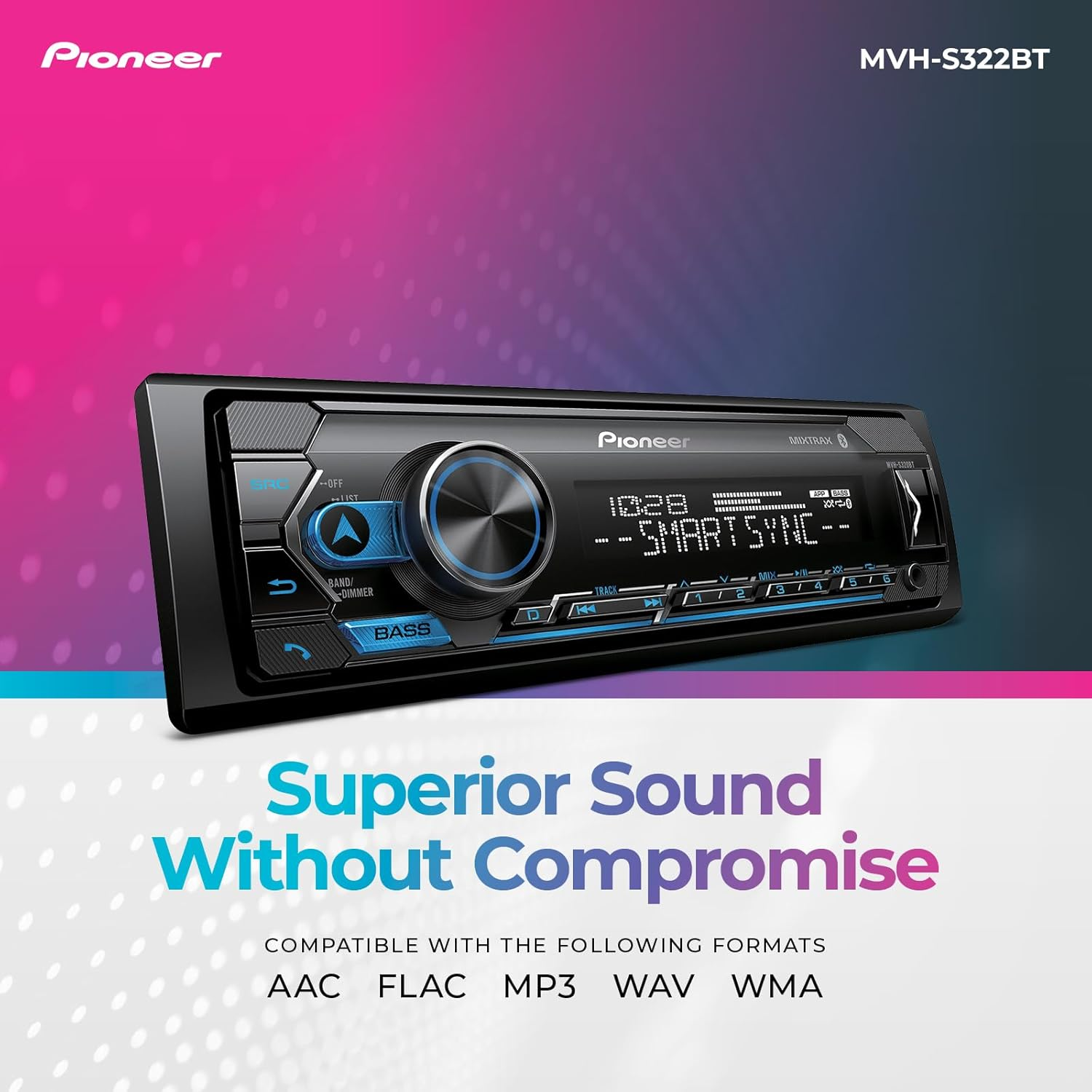 Pioneer MVH-S322BT Amazon Alexa, Pioneer Smart Sync, Bluetooth, Android, Iphone - Audio Digital Media Receiver image number 4