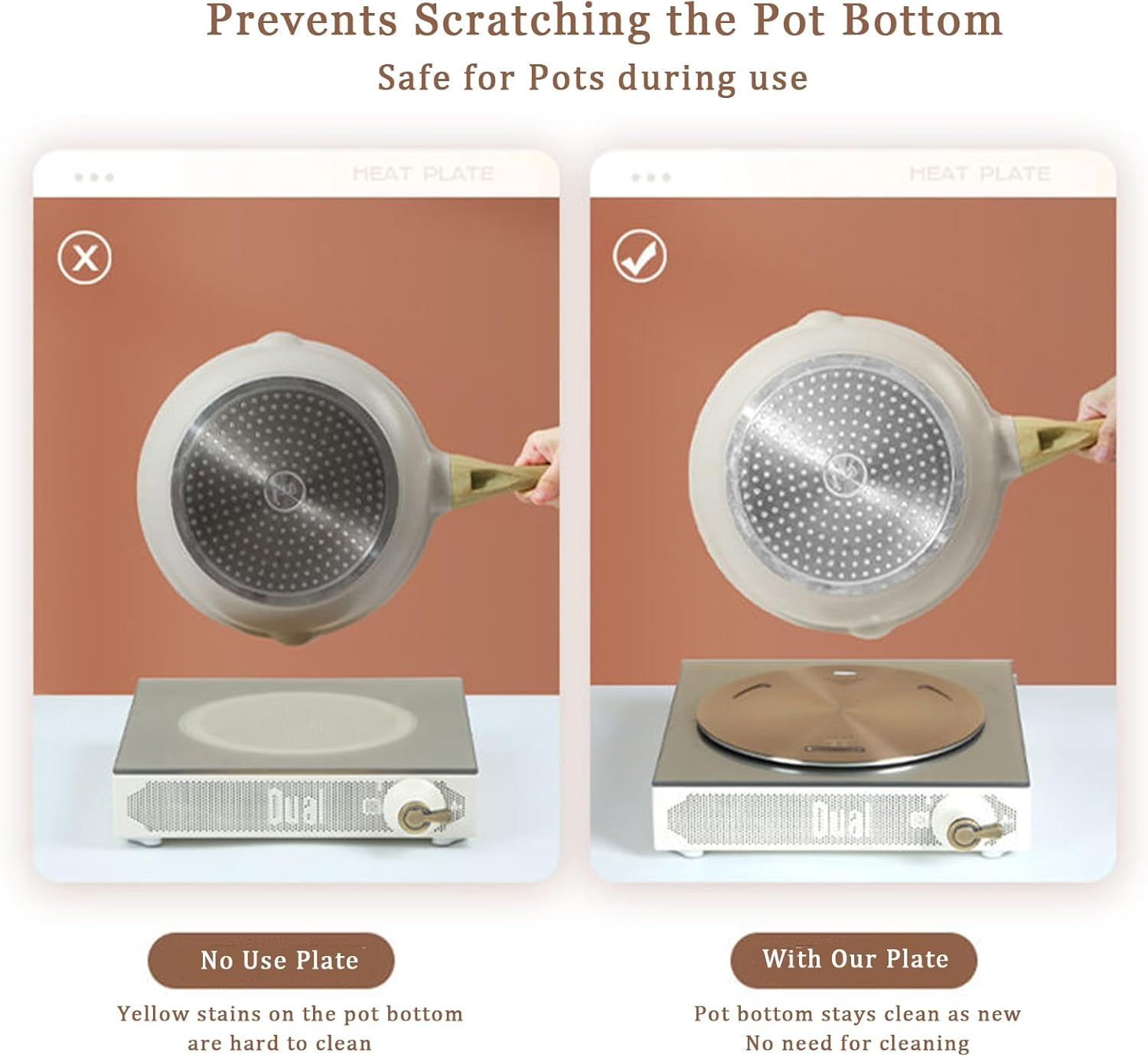 9.45Inch Heat Diffuser Plates for Gas Electric Stoves, Flygragon Stainless Steel Cooking Induction Adapter Plate for Glass Cooktop, Detachable Handle Induction Cooktop Converter Plate