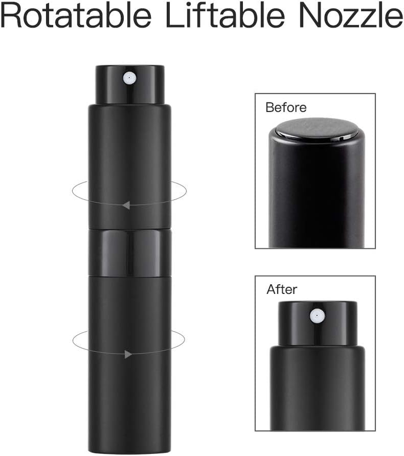 Travel Perfume Atomizer Spray Bottle (8Ml) Set - Twisting Concealed Mouth Design | Refillable Empty Bottle for Perfume and Aftershave Travel & Handbag (Perfume Atomizer-Matte Black) - Brown image number 4