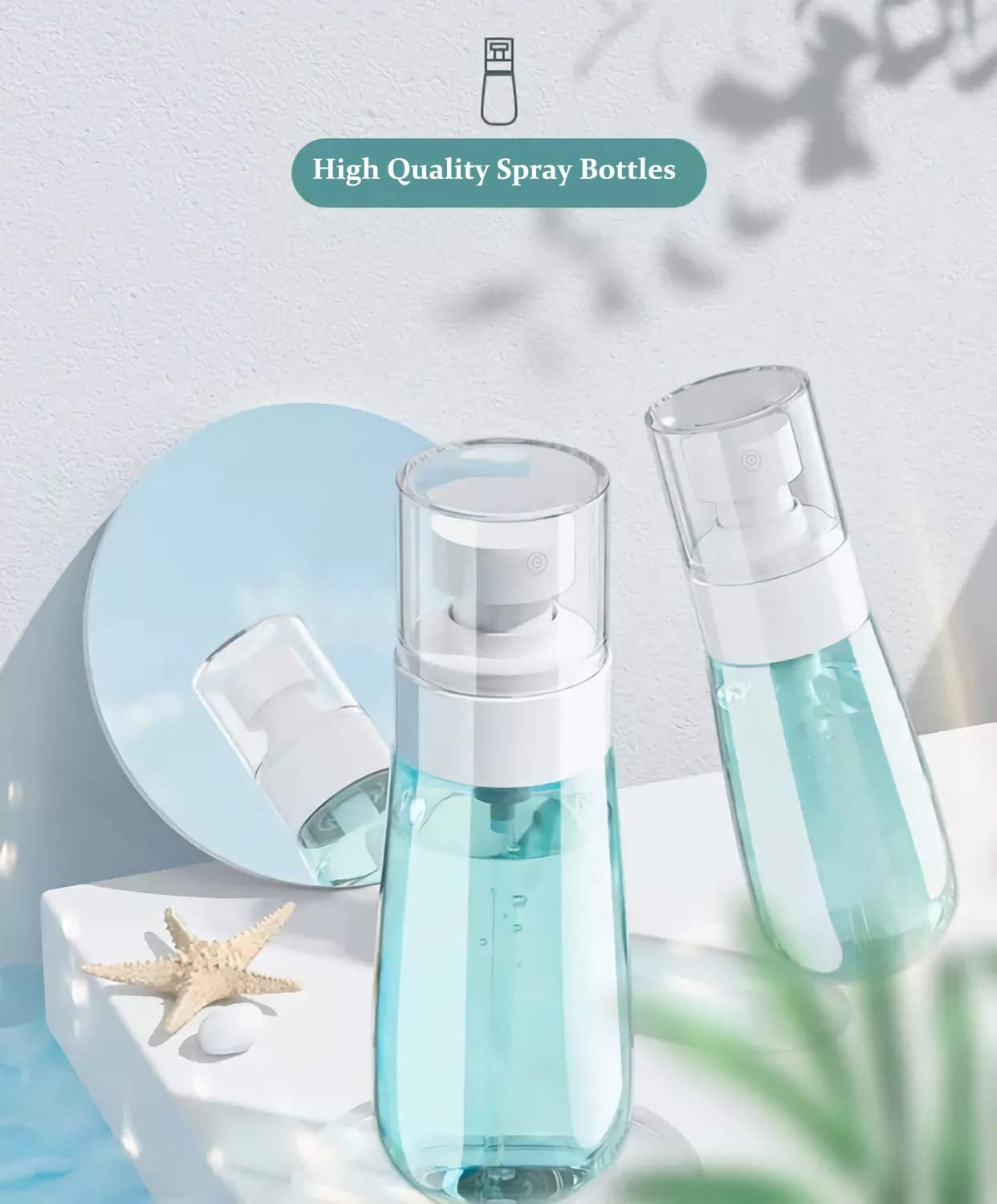 Small Spray Bottle 60 Ml, 3Pack Fine Mist Mini Spray Bottles for Travel, with Funnel, Pink, Clear, Blue, Leak Proof & BPA Free image number 4