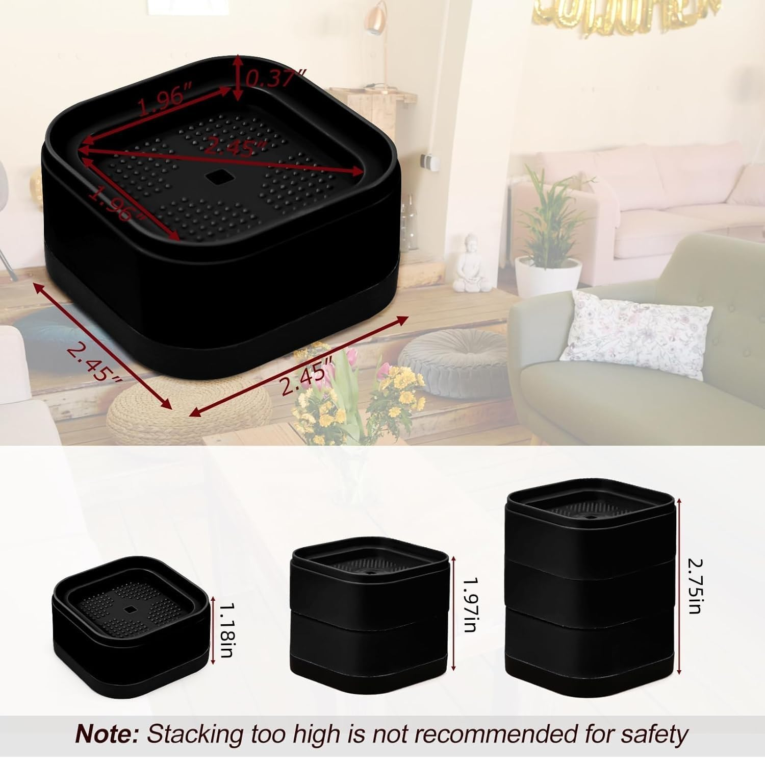 8 Pack Furniture Risers, Adjustable Bed Risers Heavy Duty Stackable Bed Raisers for Table Desk Couch Chair Sofa Cabinet Bed Legs Lift Height 1" image number 3