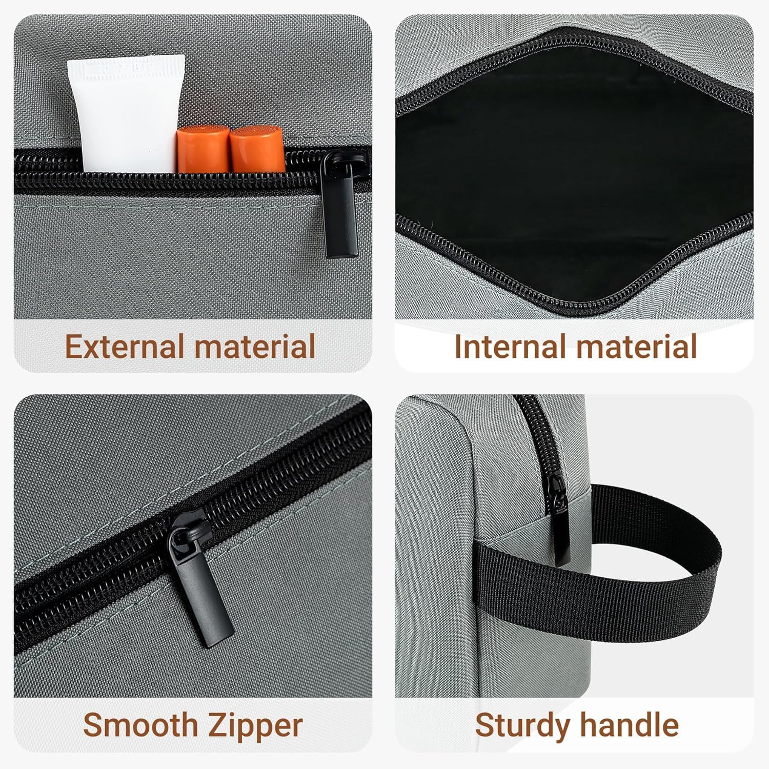 Mumoo Bear Travel Toiletry Bag for Women and Men, Lightweight Makeup Bag Hanging Dopp Kit with Shaving Compartment Cosmetic Organizer Small Tool Bag Travel Essentials（Grey） image number 6