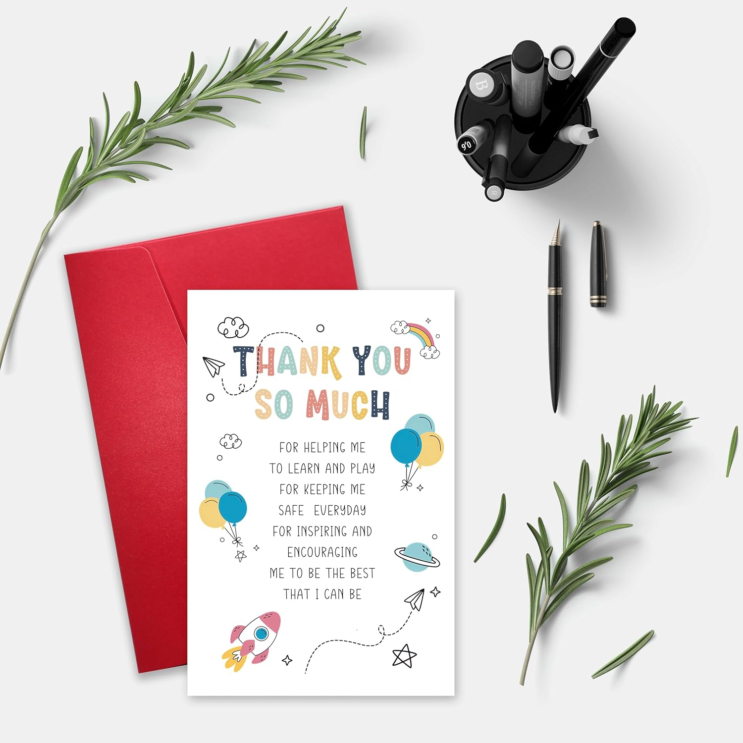 Bewoow Heartfelt Thank You Card for Teacher, End of Year Gifts for Child&rsquo;S Teachers, Cute Teacher Appreciation Card, Thank You Gift for Preschool Teacher or Nursery Teacher, Thank You so Much Card image number 4