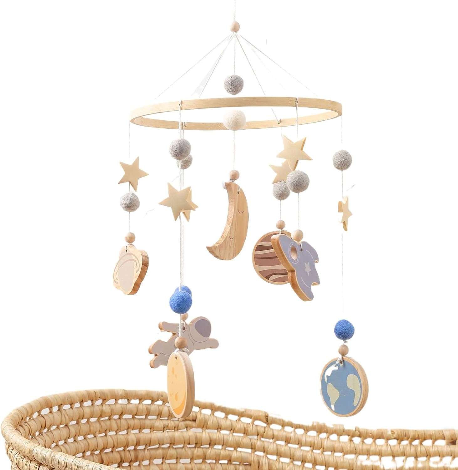 Mobile for Baby Bed, Wooden Decoration for Children'S Room, Soothing Sleep Aid with Visual Stimulation for Babies And image number 3