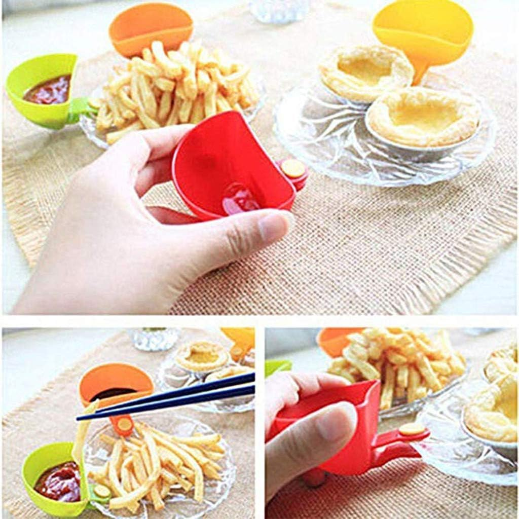 Yharnamite 5 Pcs Dip Clip Bowl Plate Holder, Spices Dip Container Bowl, Dip Clip for Bowls Plates, Colorful Plastic Dip Clip Cup Container Bowl for Spice, Tomato Sauce, Salt, Salad Dressing, Vinegar image number 4