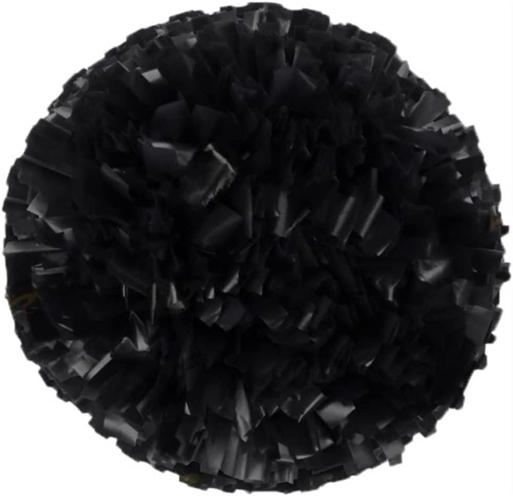 2 Pack Cheerleading Pom Poms with Handle, Metallic Foil/Matte Cheer Pom Poms, Cheerleader Pom Poms for Sports Party Dance Team Cheering Squad Spirit Kids Adult (Color : Black) image number 1
