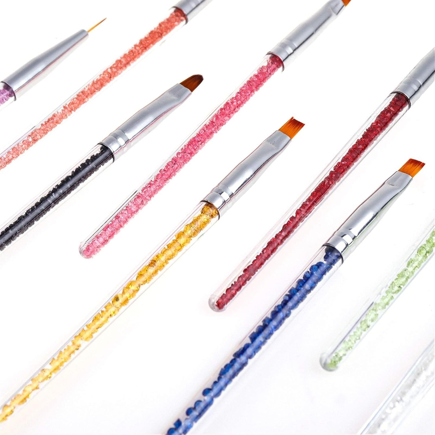 10Pcs/Set Multicolor Nail Art Brush Kit Rhinestone Handle Painting Lines Liner Flower Drawing Pen 16.50X0.50Cm Zhengpingpai image number 1