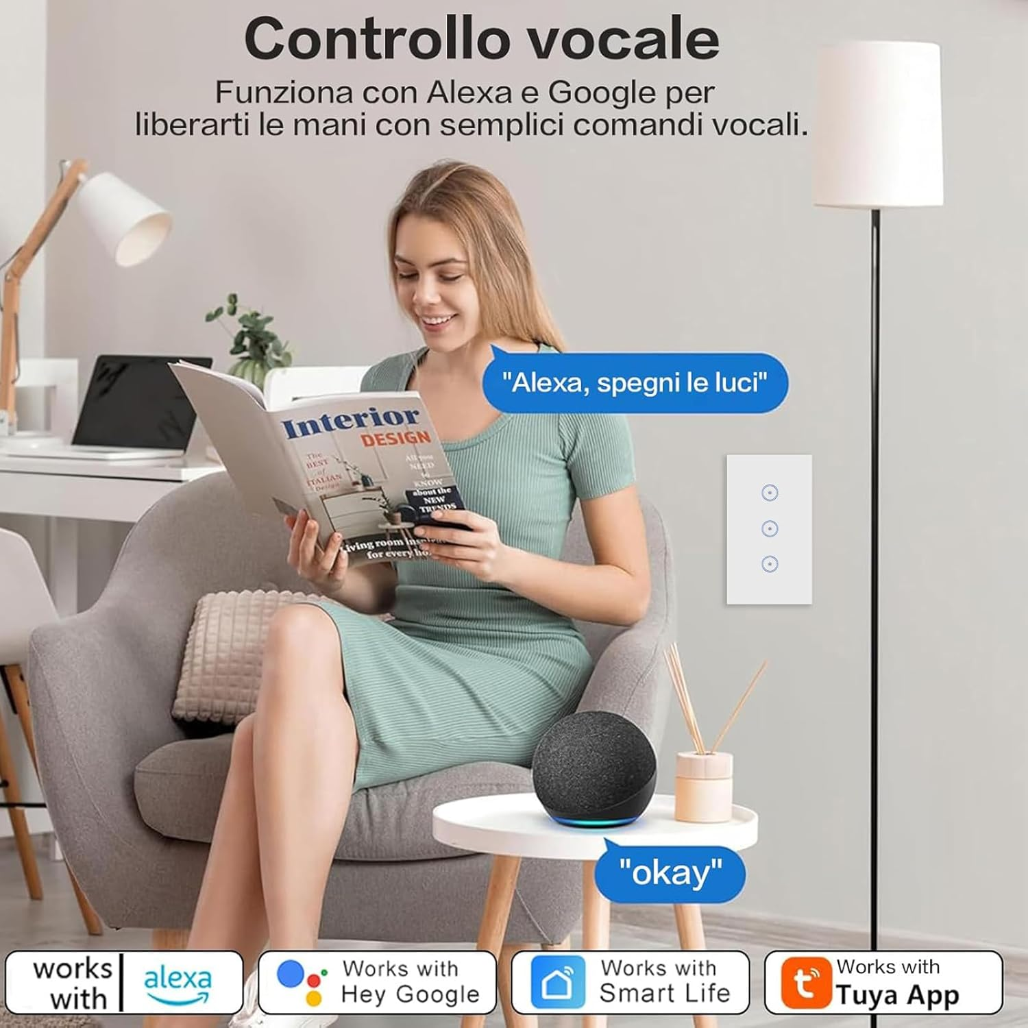 Useelink Wifi Smart Wall Light Switch Au Approved,Glass Touchscreen,Compatiable with Ios/Android,Compatible with Alexa, Google Assistant, No Hub Required,White 3Gang 2Pack image number 5