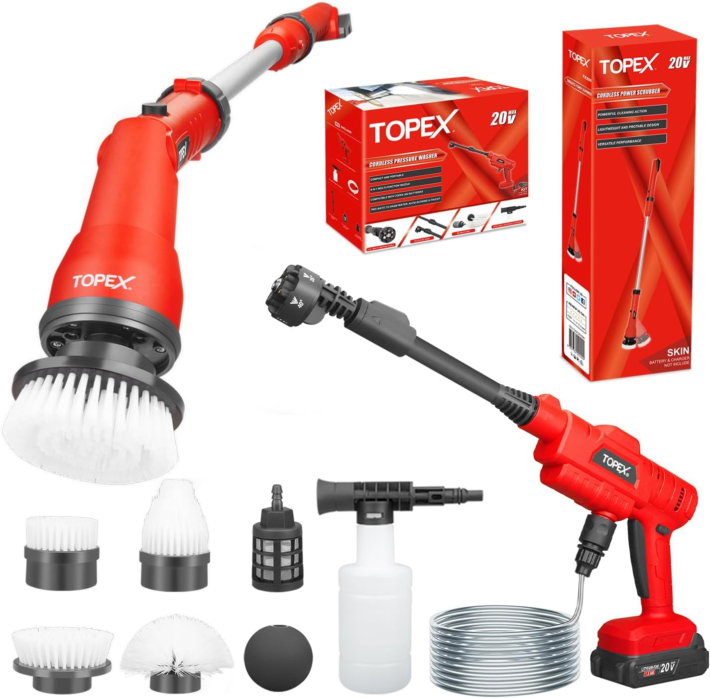 TOPEX 20V Scrubber & Cordless Pressure Washer image number 2