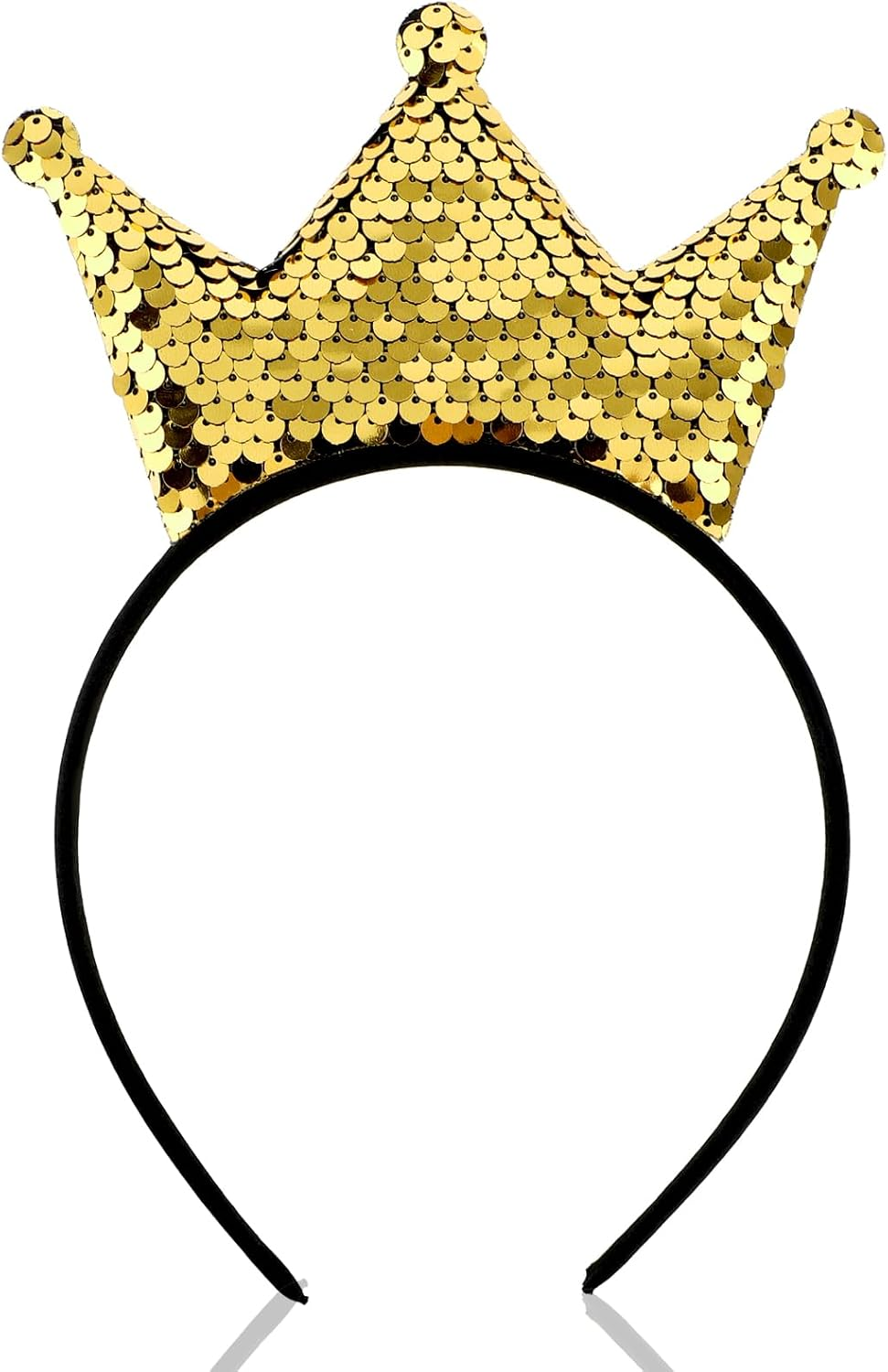 Dimeo Sequin Crown Headband, Princess Glitter Hair Bands, Hair Accessories for Women, Shiny Golden Headband, Elastic Hair Decoration for Birthday Parties and Christmas Gifts image number 1