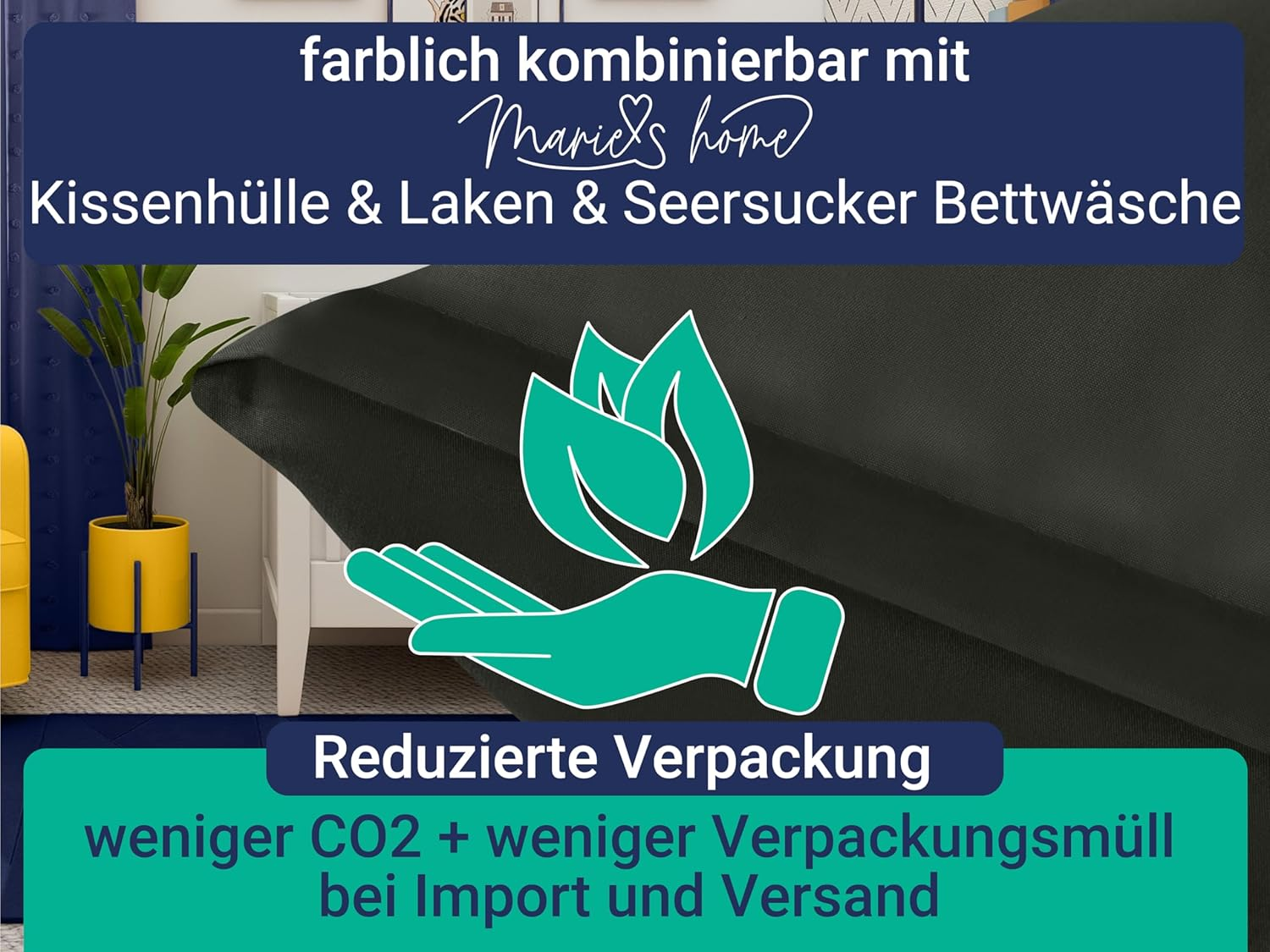 1613.2353 Bed Linen Duvet Cover 155 X 220 Cm + 80 X 80 Cm 2-Piece Set Black image number 2