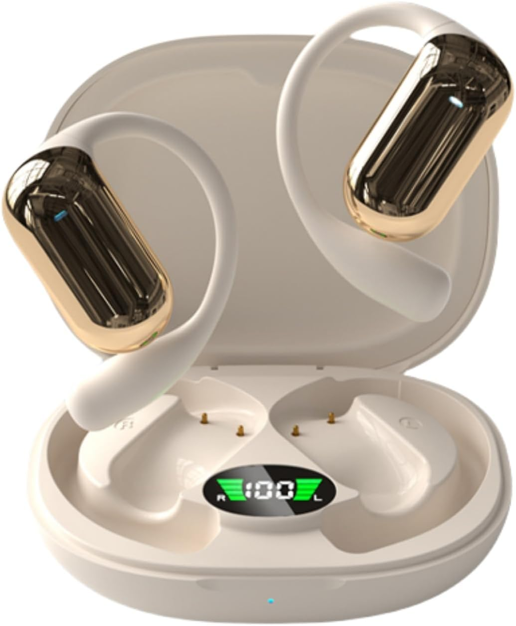 ND NEXT DESTINATION Wireless Bluetooth Headphones V5.4 Bone Conduction Headphones Open Ear (Beige)