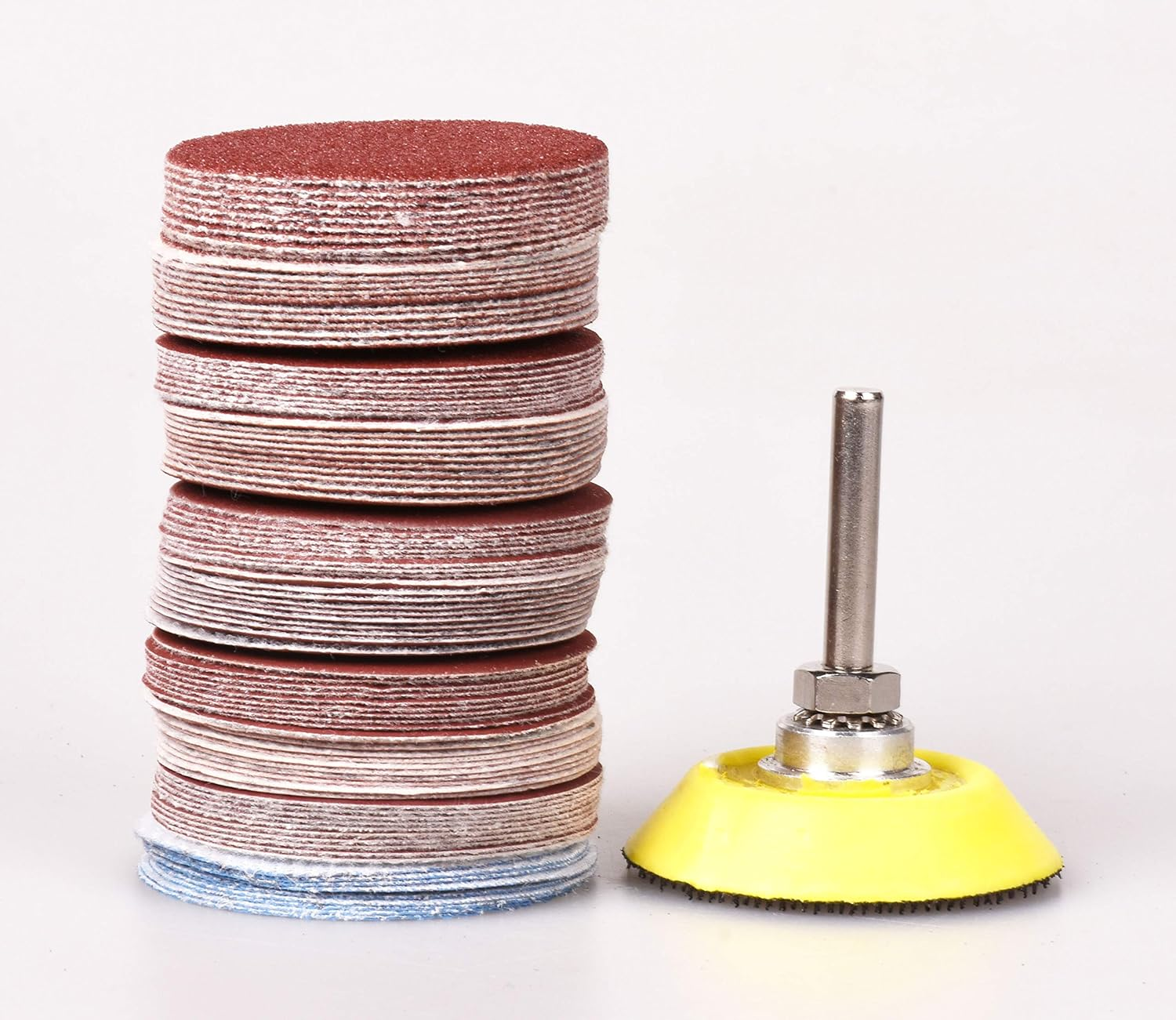 100 Pieces 2 Inch Sanding Discs, 80-3000 Grit Sandpaper with 1/4" Shank Backing Plate and Soft Foam Buffering Pad, for Drill Grinder Rotary Tool, Hook and Loop Sand Paper Assortment Pack image number 4