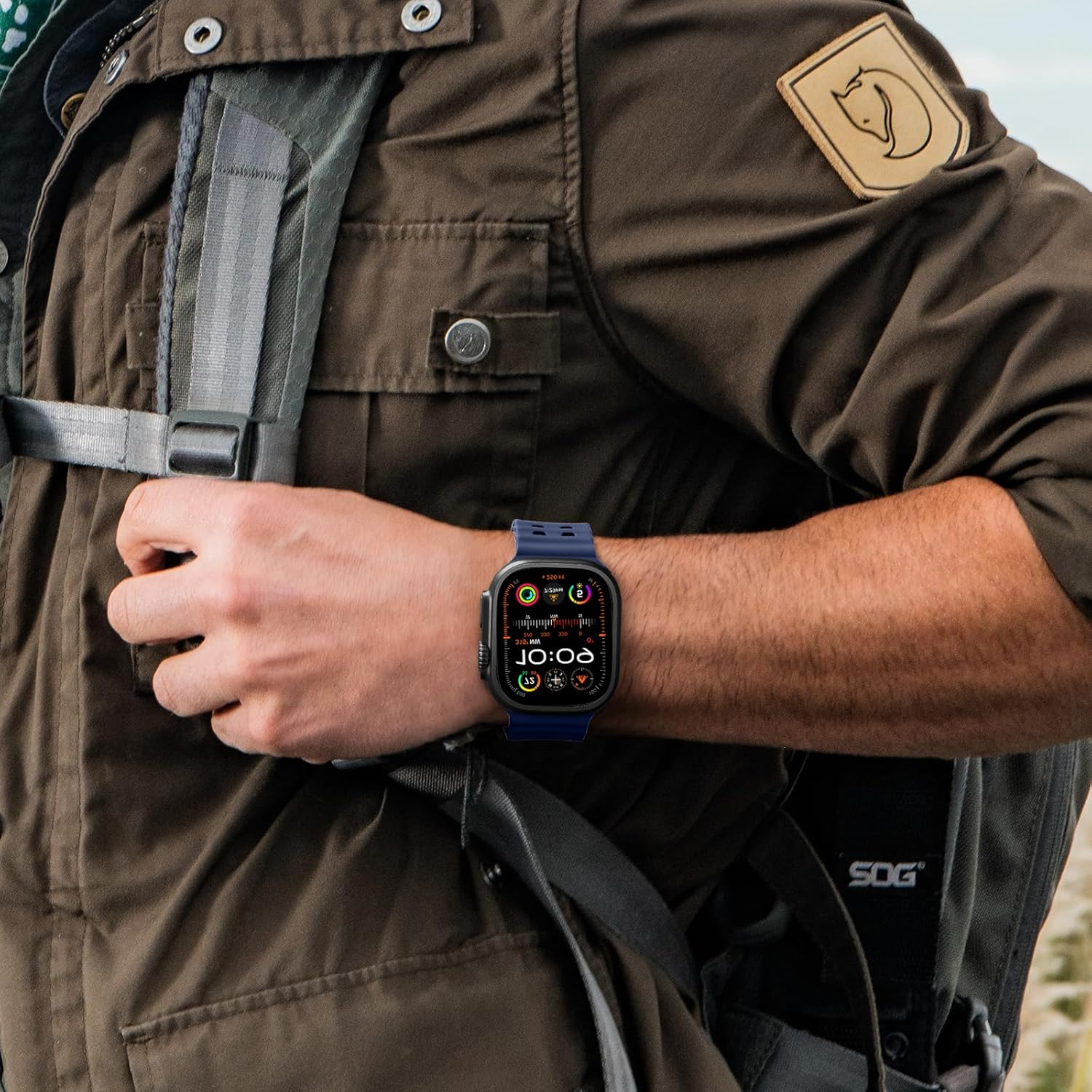 WJK Ocean Sport Bands Compatible with Apple Watch Ultra 2/Ultra 3 Band, Soft Silicone Waterproof Replacement Strap for Iwatch Series 11 10 9 8 7 6 5 4 3 2 1 SE 49Mm 46Mm 45Mm 44Mm 42Mm, Multi Colors image number 1