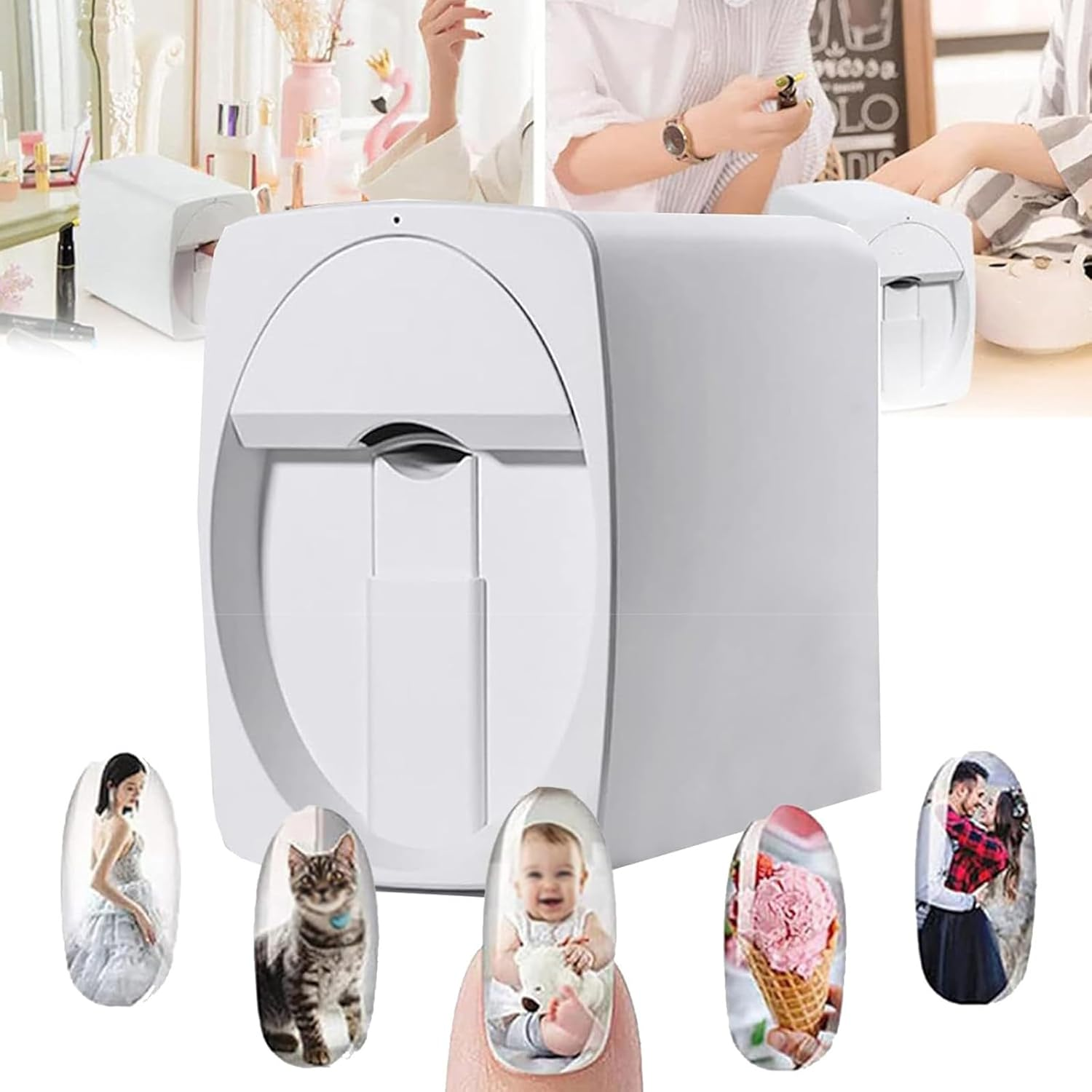 Mini Portable Nail Painting Machine,Digital Mobile Nail Art Printer,Smart Phone Control Wireless Wifi Signal,Smart 3D Nail Art Printer,Rosegold