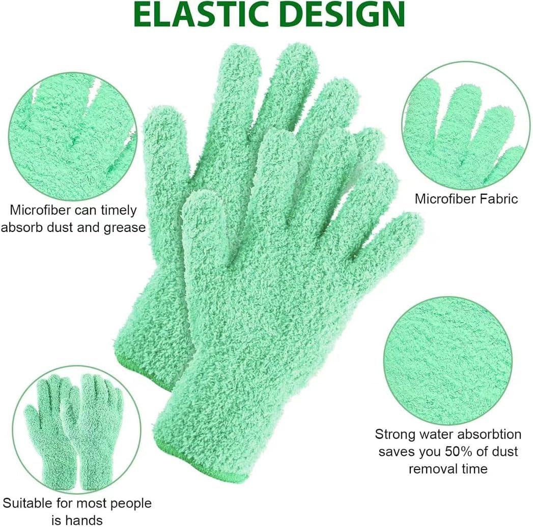 Idopick 2 Pairs Microfiber Gloves for Plant Dusting, Reusable, Washable Mittens Dusting Gloves for House Cleaning Shutters Windows outside Plants House Cars