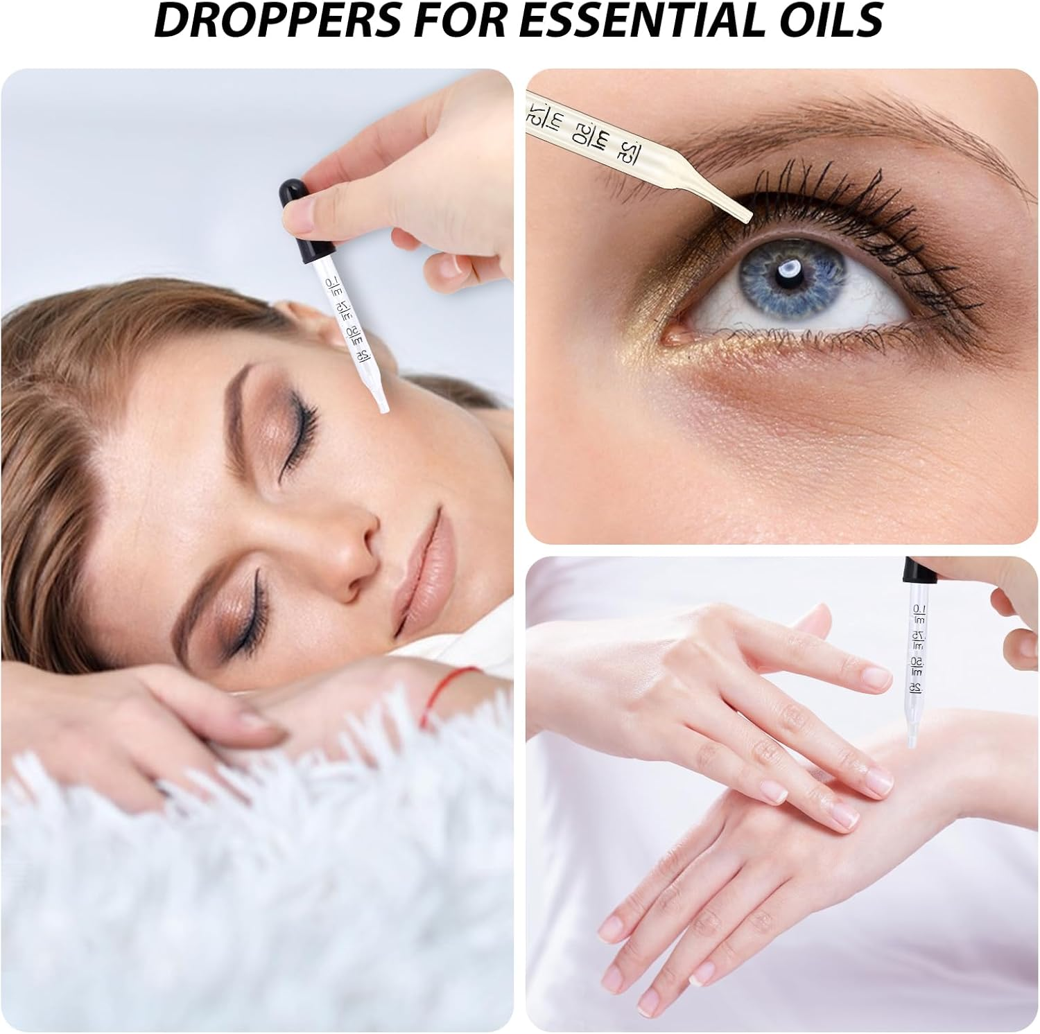 4Pcs 1Ml Eye Dropper with Durable Rubber Head, 1Ml Glass Dropper with Measurements Bent & Straight Tip, with Cleaning Brush Rubber Head, for Precise Pipette Droppers for Crafts, Essential Oil, Food image number 5