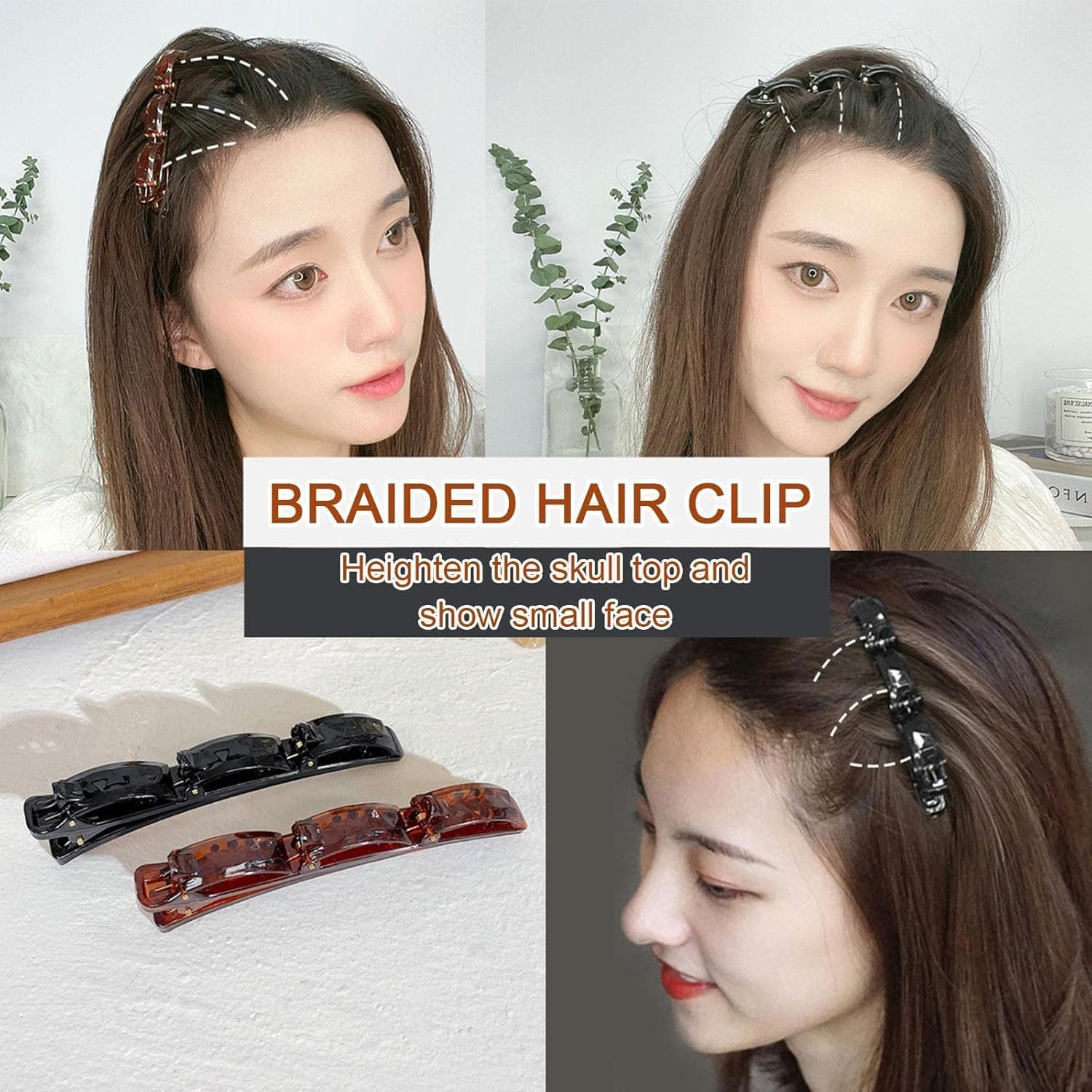 Braided Hair Clips for Women Multi Clip Hair Clips Duck Bill Clips Hair Clips for Women Styling Hair Accessories Pack of 2 image number 3