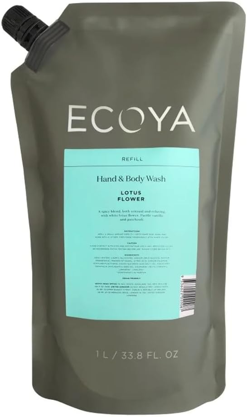 Ecoya Lotus Flower Hand with Body Wash Refill, 1 Litre