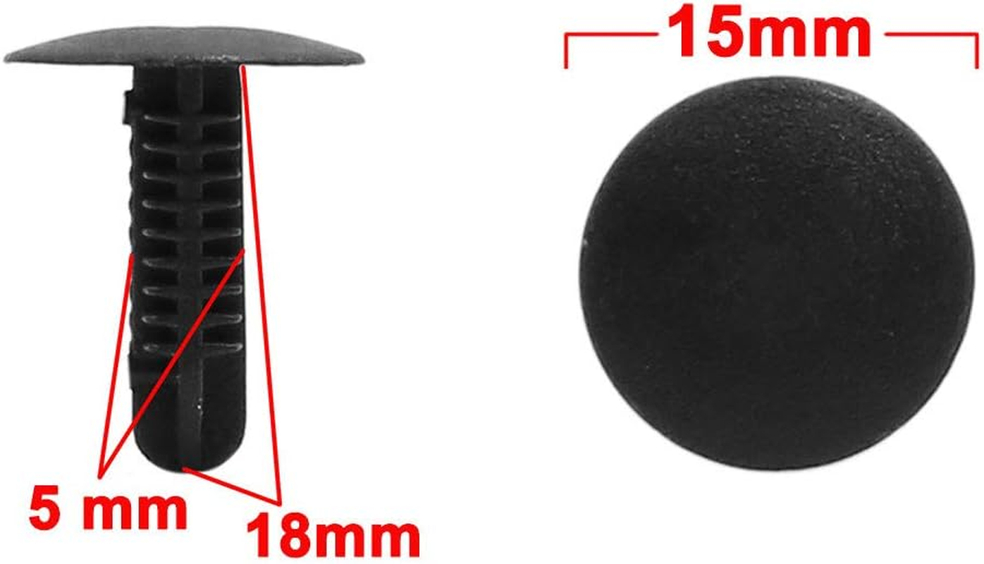 X AUTOHAUX 30Pcs 5Mm Hole Black Car Fender Bumper Plastic Rivets Fastener Clips Retainers