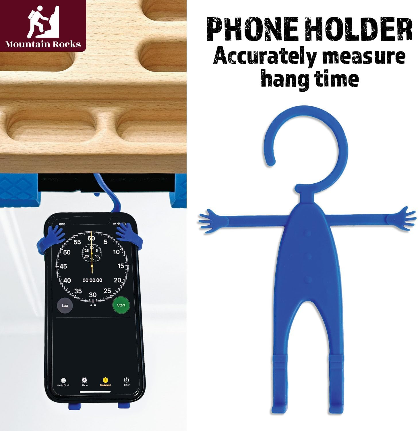 Mountain Rocks Wooden Hangboard Climbing Wildwood 2004 for Rock Climbing | No Nail Hangboard| Hangboard Door Frame Climbing and Bouldering Training | Fingerboard for Finger Strength and Grip Strength image number 2