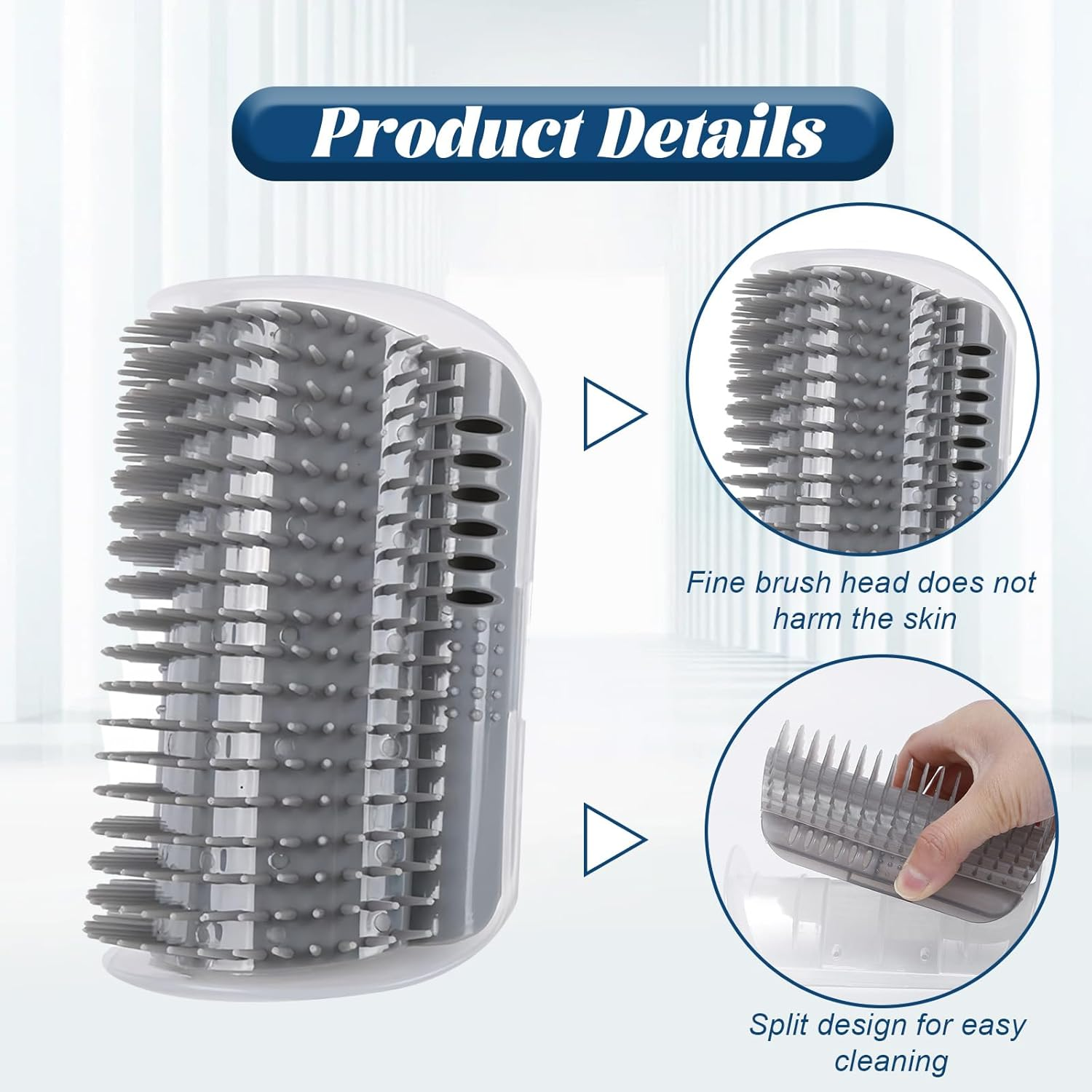 2 Pack Cat Brush, Wall Corner Scratcher Groomers Soft Grooming Massage Combs, Softer Cat Corner Self Groomer with Catnip, Interactive Cat Toy for Long & Short Fur Kitten Cats Dogs